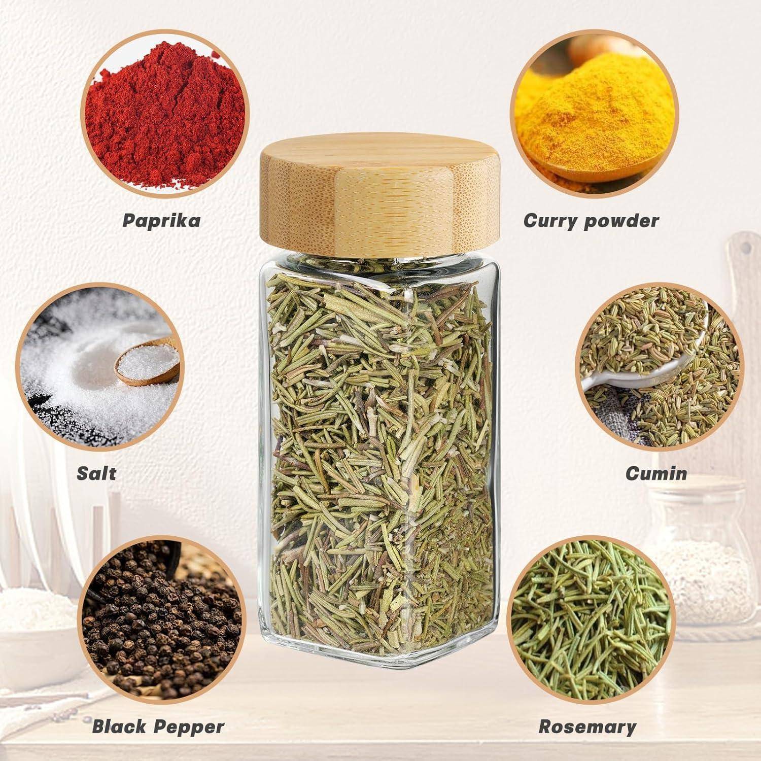 Gewürzgläser Eckig Holzdeckel 24er Set 120ml Aufbewahrung Küche Pinsel