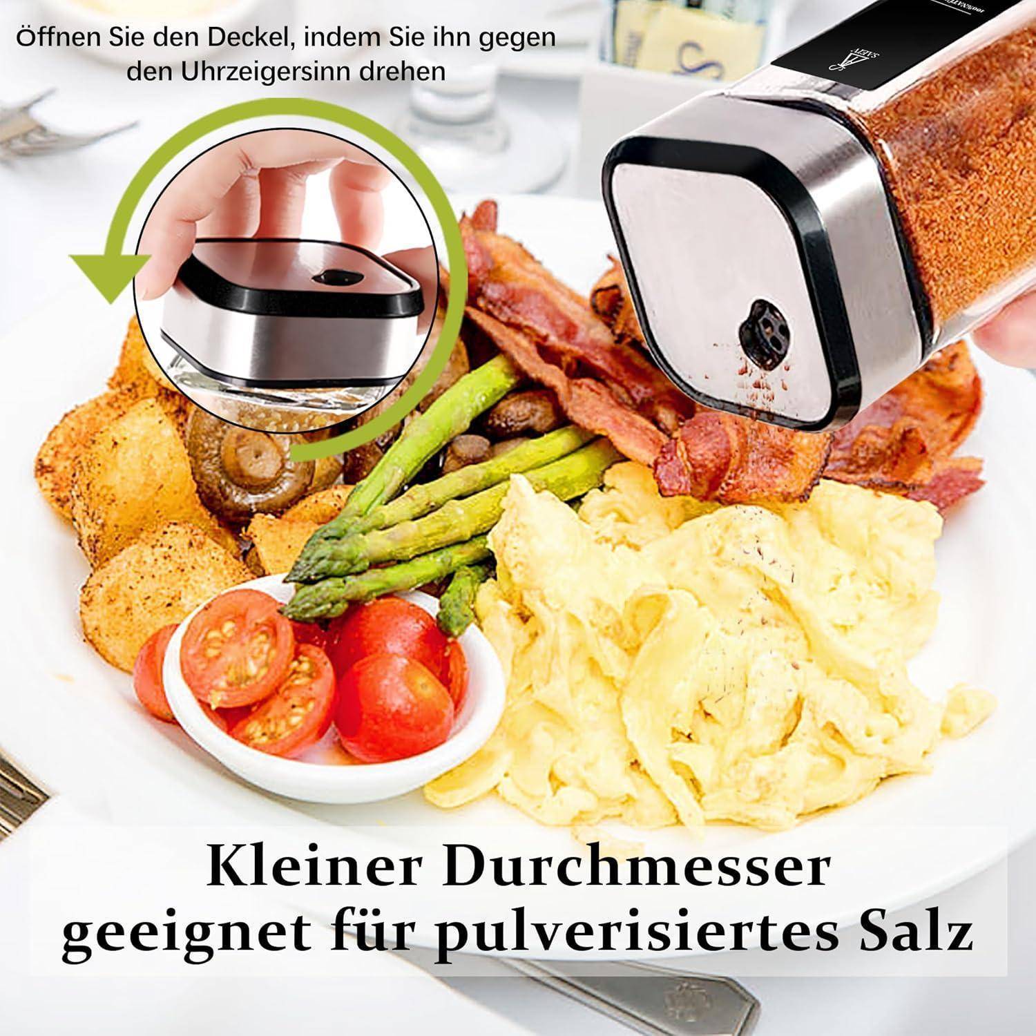 Gewürzstreuer Set Schwarzgoldener Deckel 12x120ml Gewürzetiketten