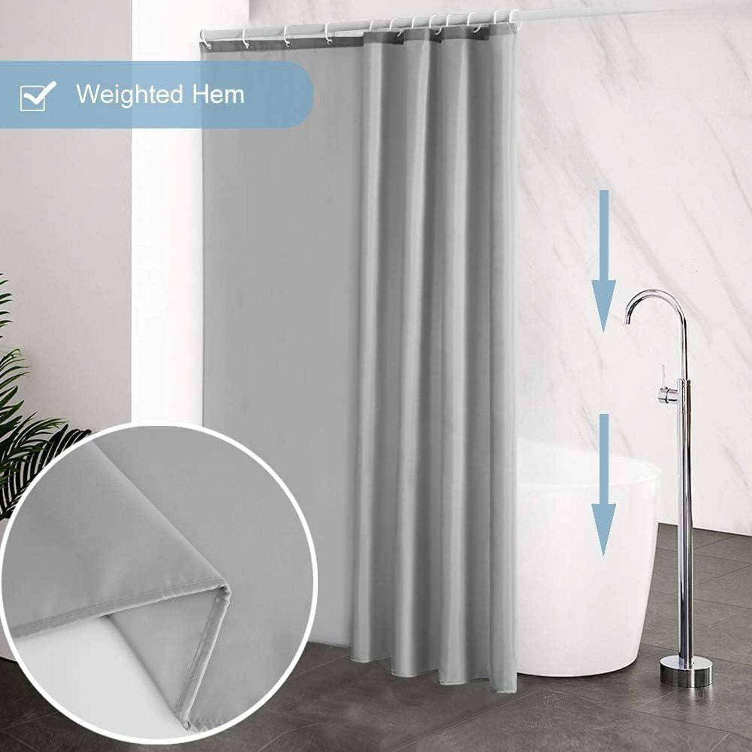 Schmaler Duschvorhang Eck Dusche Badvorhang Polyester Grau 100x200