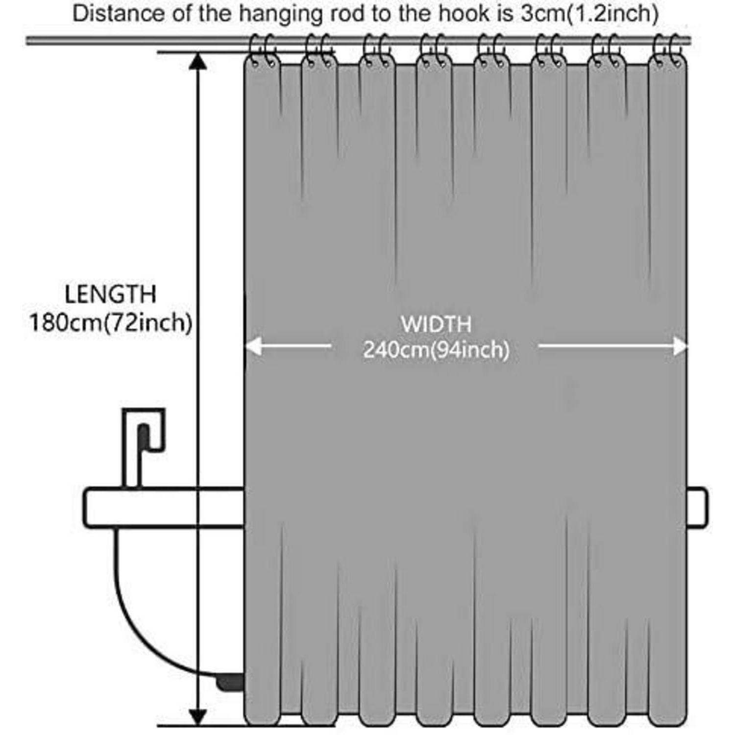 Duschvorhang Überlänge Anti-Schimmel wasserdicht 240x180cm Hellblau