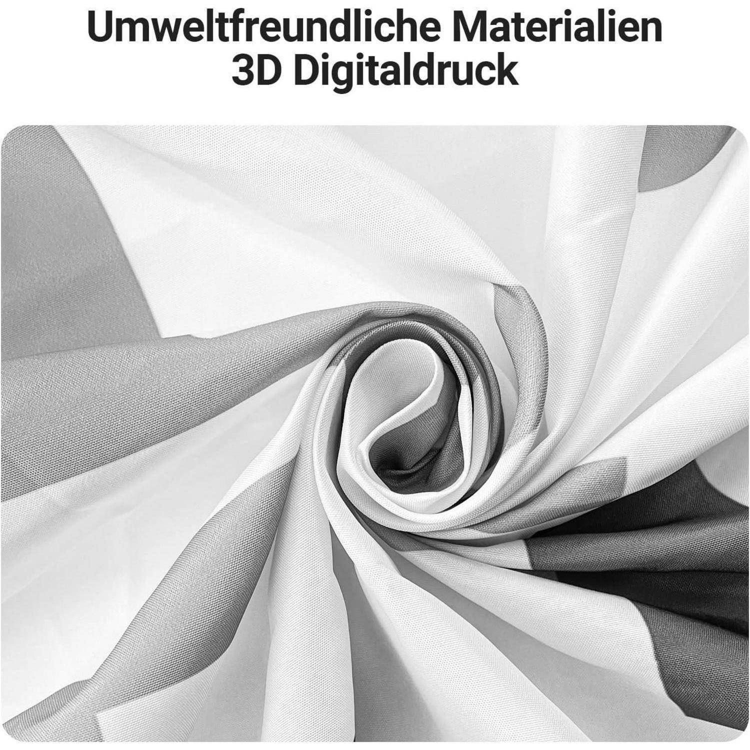 Umweltfreundliche Materialien für 3D-Digitaldruck' steht über einem Nahaufnahmebild von Stoffwirbeln in Grautönen.