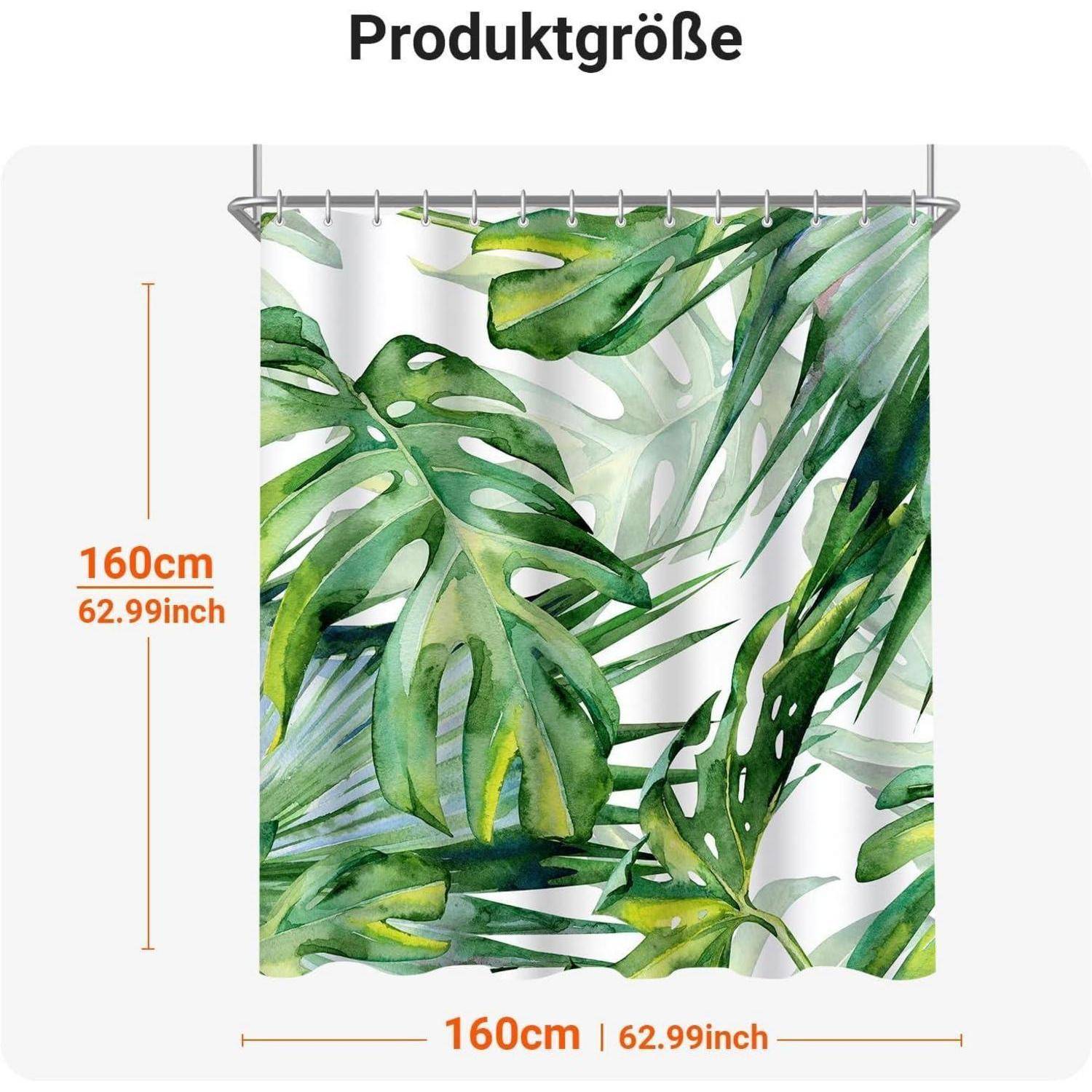 Duschvorhang 160x160 grün Blätter Multi 140 H160 x B160 cm 1er Pack