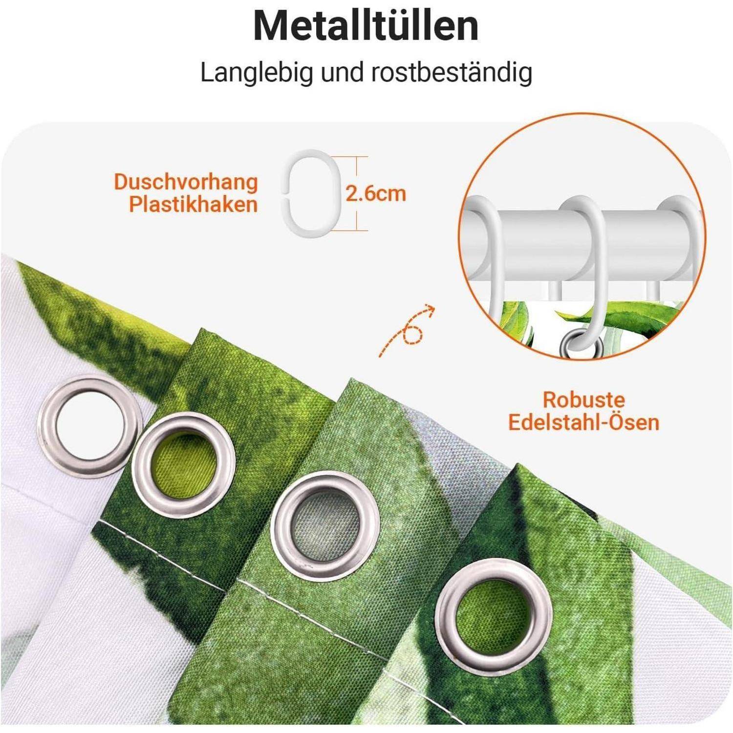 Duschvorhang 160x160 grün Blätter Multi 140 H160 x B160 cm 1er Pack