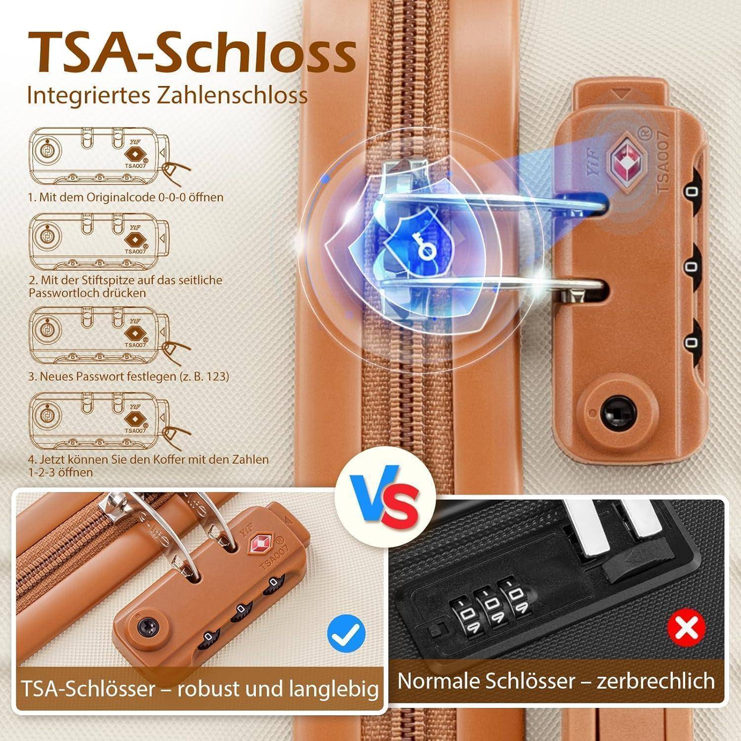 Koffer-Set ABS Hartschale Reisekoffer 4 Rollen TSA-Schloss Mittlerer