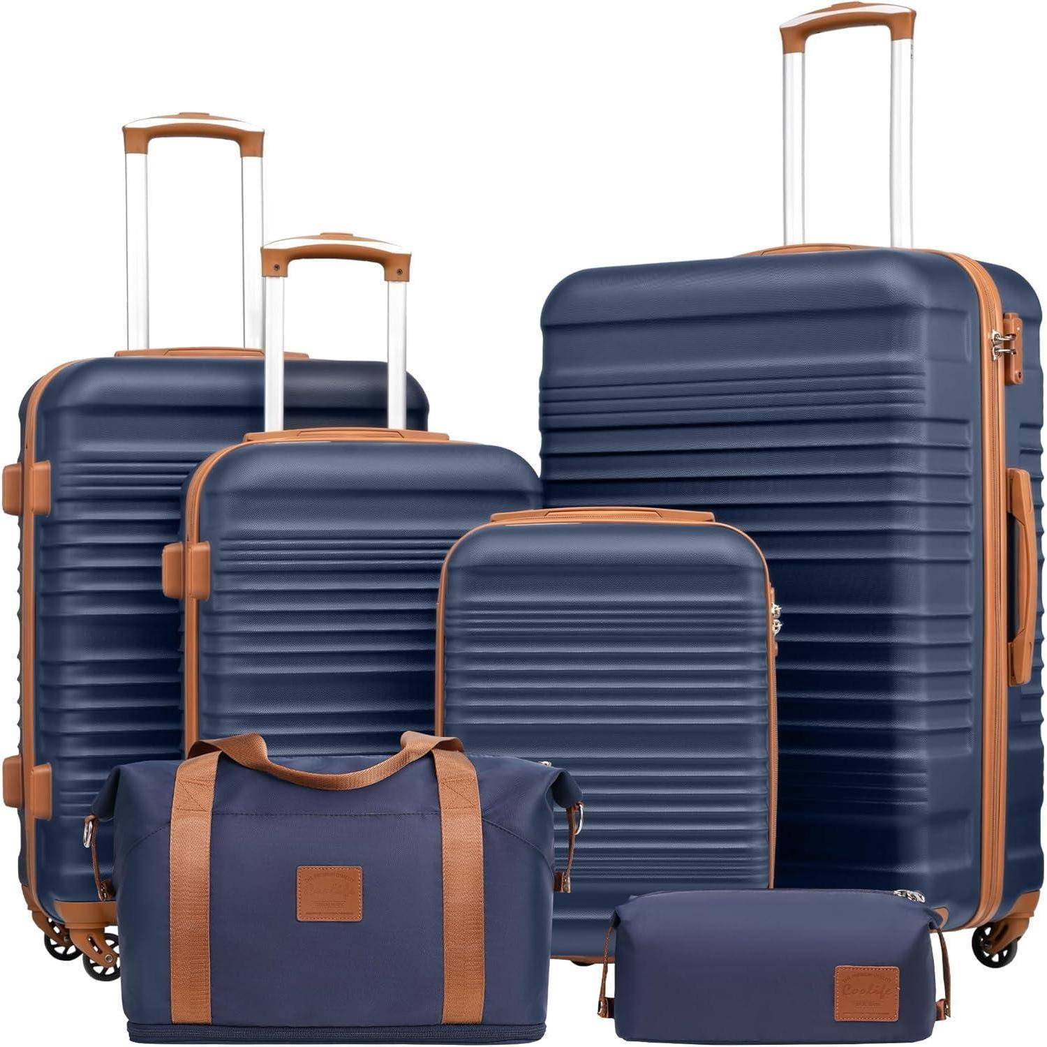 Koffer-Set 6tlg ABS Hartschale Rollen TSA-Schloss Reisetasche