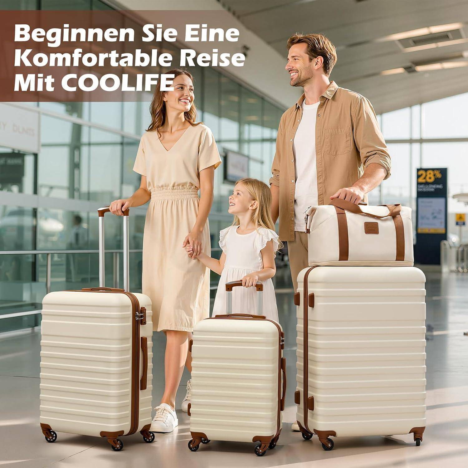 Koffer Set 5tlg Hartschalen Trolley ABS 4 Rollen TSA-Schloss Blau/Rot