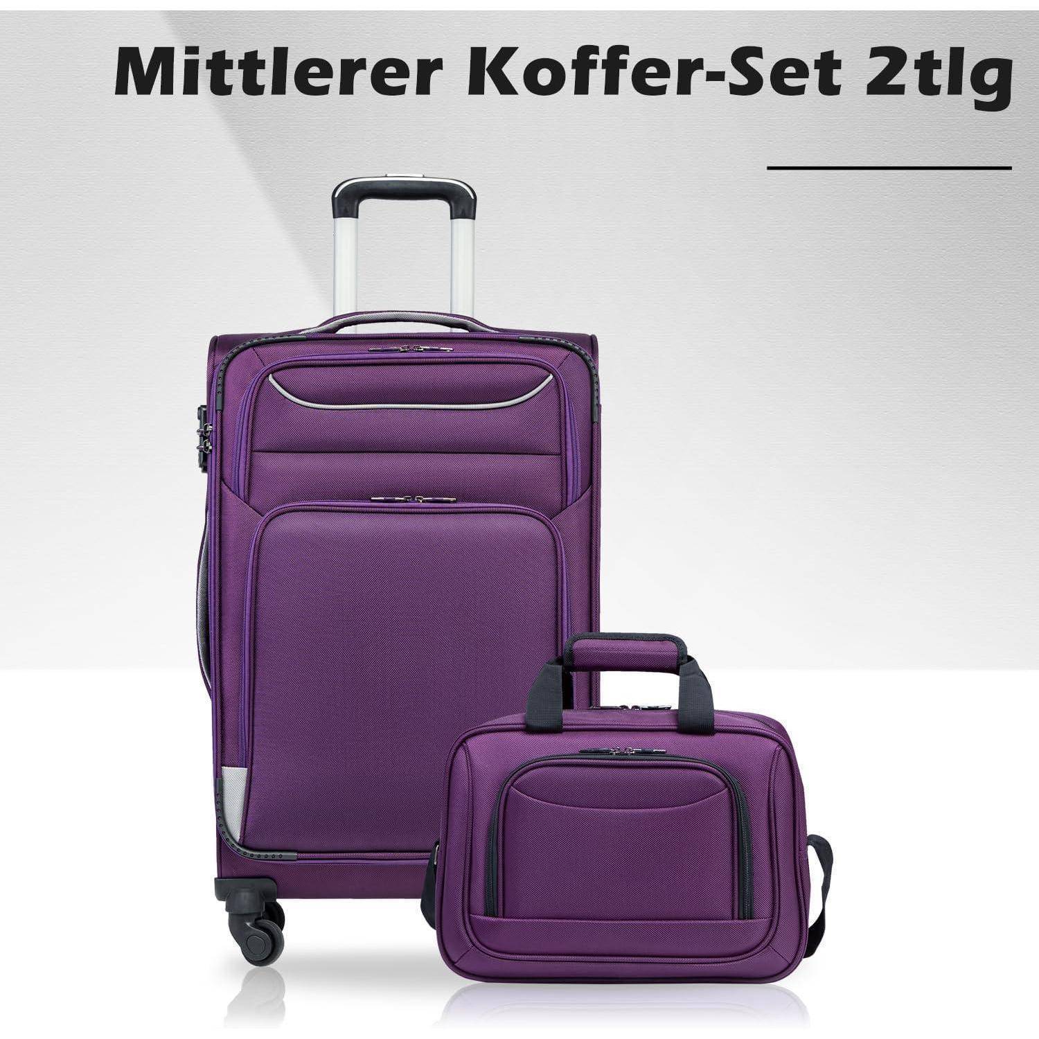 Koffer Trolley Set mit 4 Rollen Stoffkoffer Handgepäck