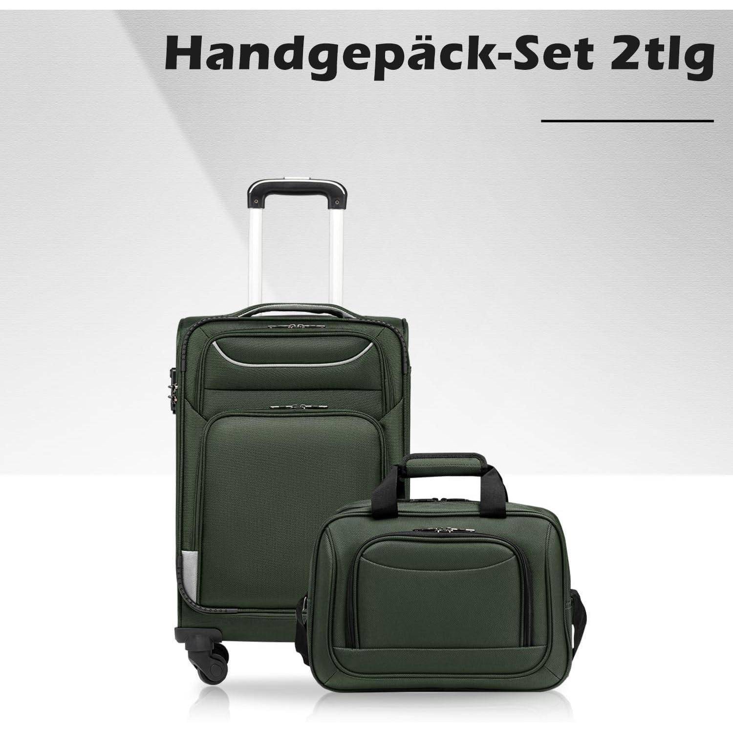 Koffer Trolley Set 2tlg Stoffkoffer Handgepäck TSA-Schloss