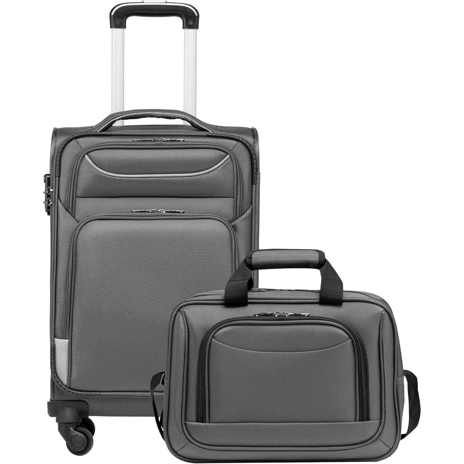 Handgepäck 2tlg: Koffer Trolley Reisekoffer 4 Rollen Stoffkoffer