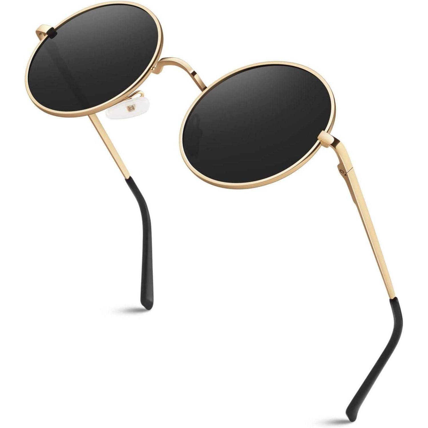 Retro Sonnenbrille Herren Damen Rund Polarisiert UV400 Metallrahmen