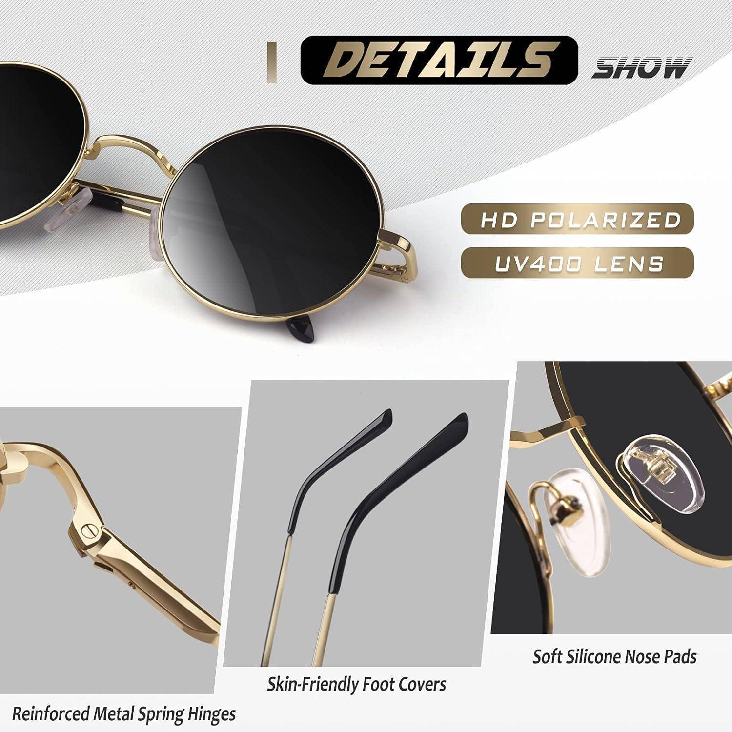 Retro Sonnenbrille Herren Damen Rund Polarisiert UV400 Metallrahmen