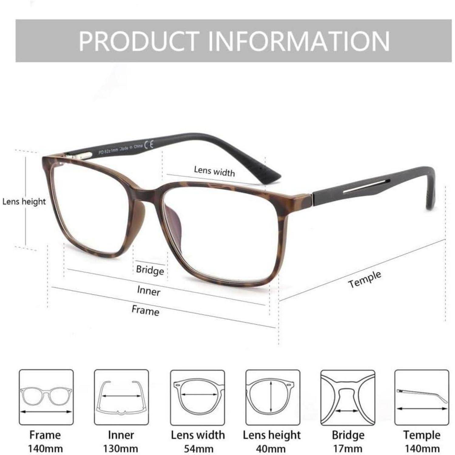 Blaulichtfilter Lesebrille Herren Eckig Anti-Glanz Computerbrille