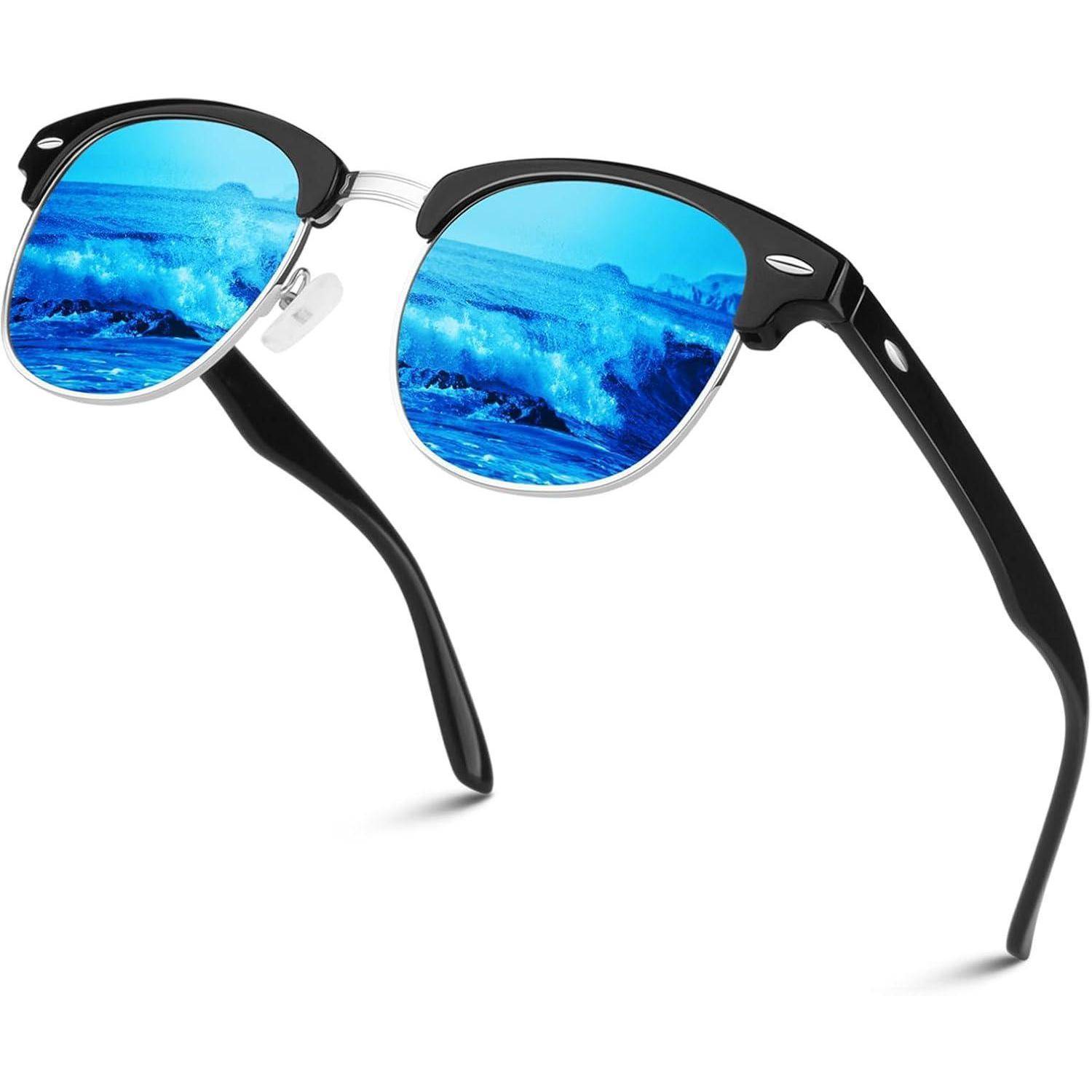 Polarisierte Retro Sonnenbrille Damen Herren UV400 Halbrahmen 1