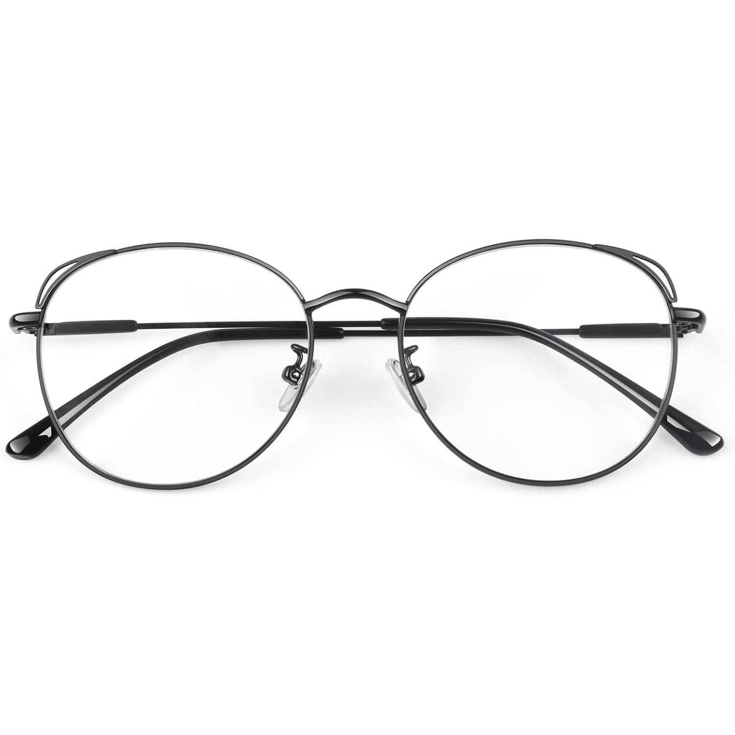 Damen Katzenauge Brille Metallgestell Vintage Klassisch Transparent