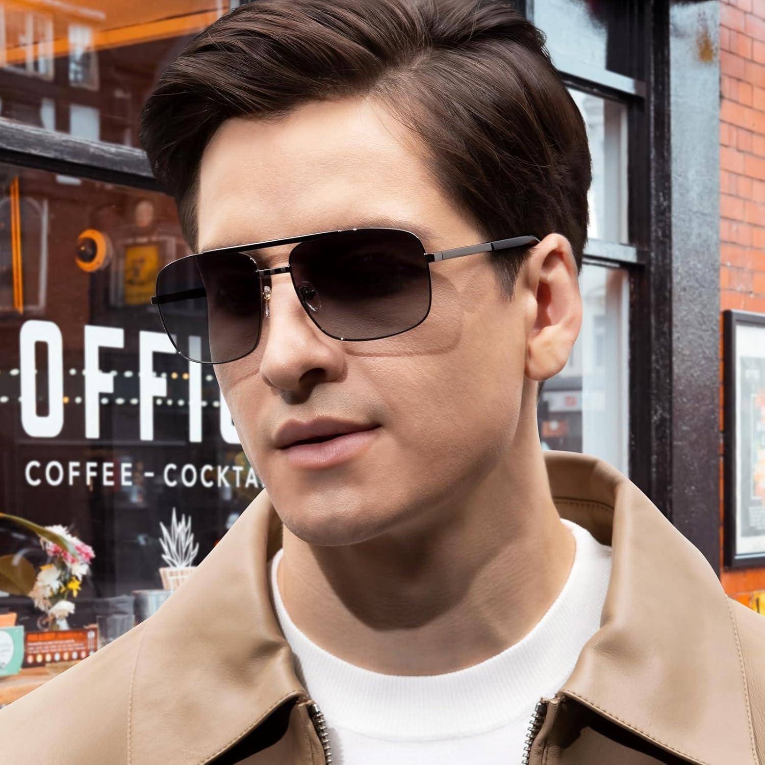 Polarisierte Retro Pilotenbrille Herren UV400 Metall Sonnenbrille