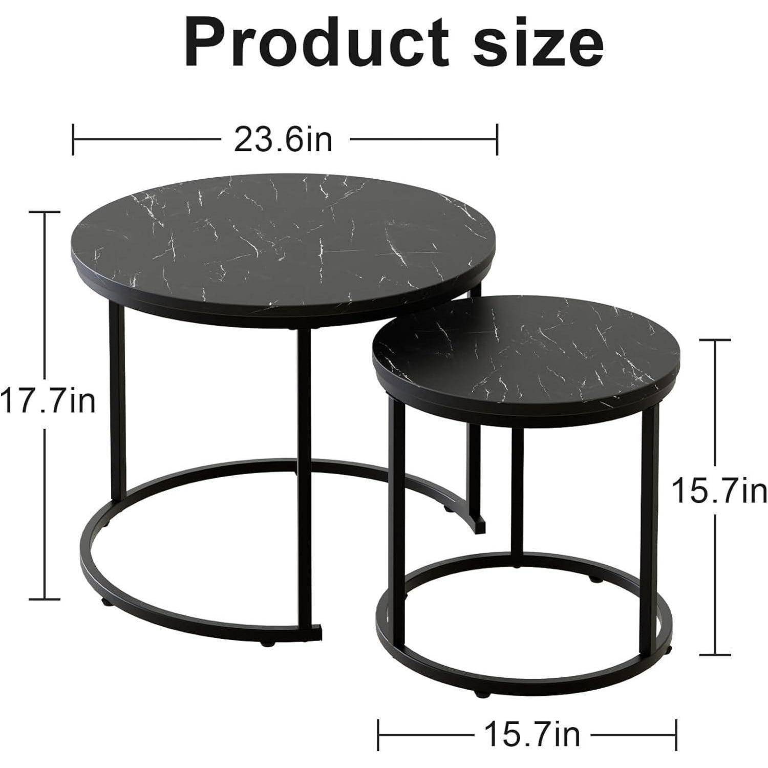 Runde Couchtische 2er Set Beistelltisch Metallrahmen Wohnzimmer