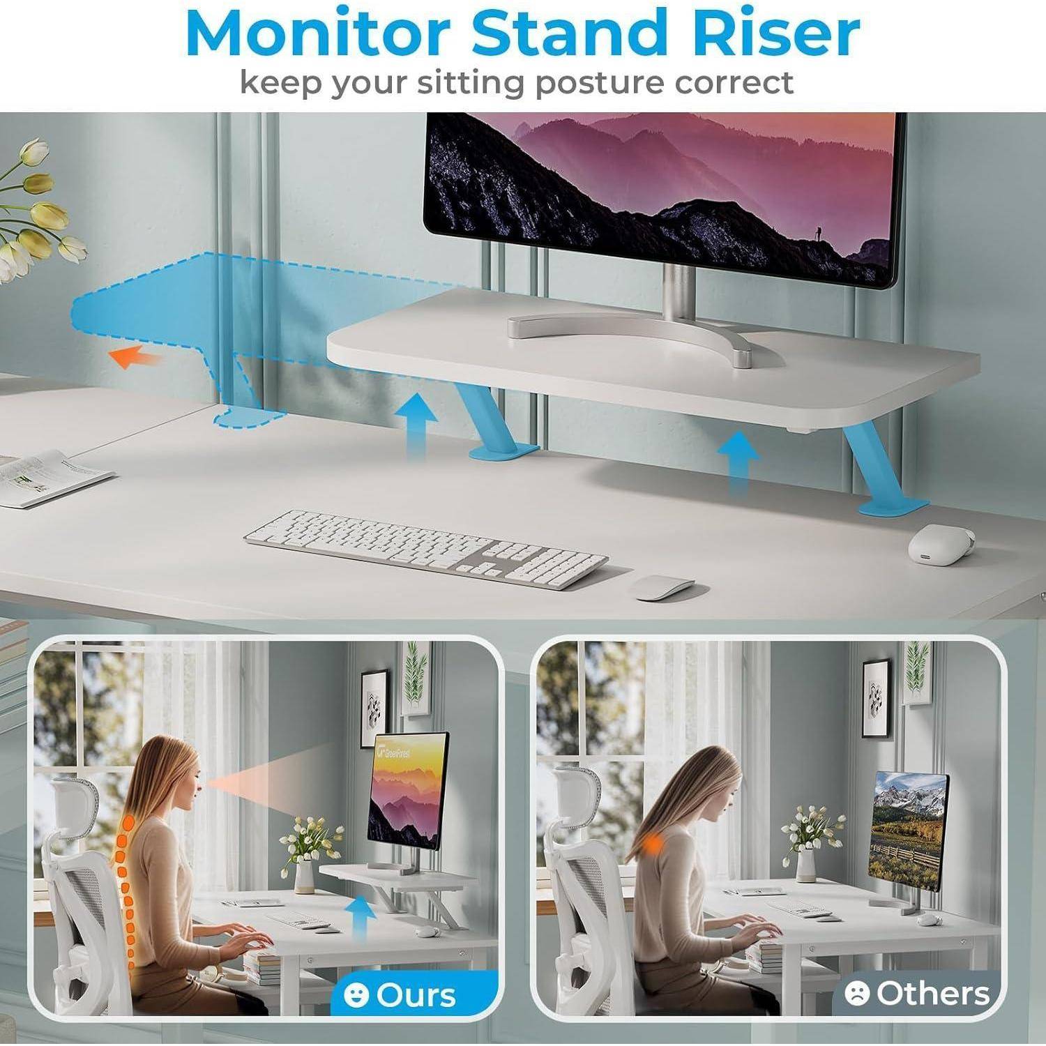 Schreibtisch Weiß mit Stauraum und Monitorständer 100cm