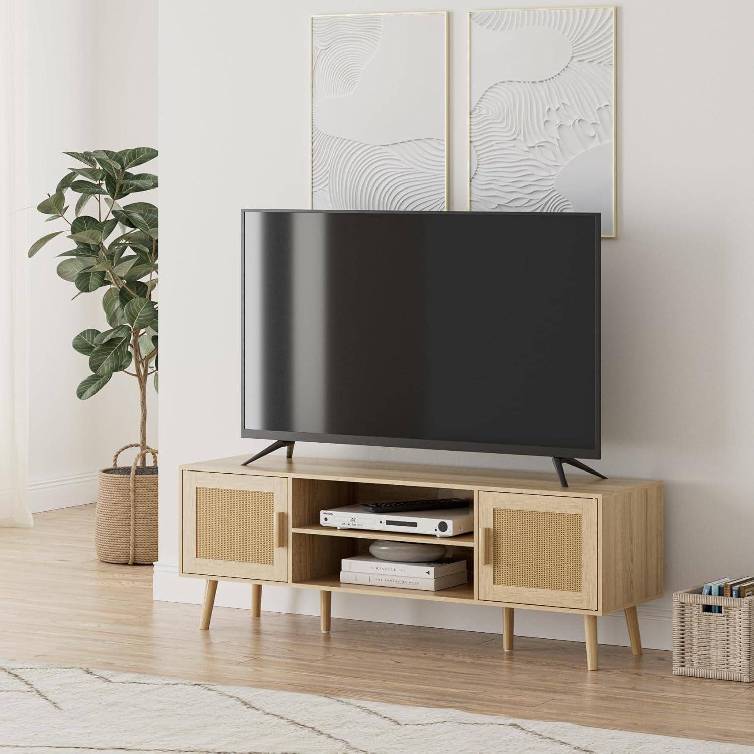 TV Schrank Schwarz 137x38x48 cm Lowboard für TV bis 60 Zoll