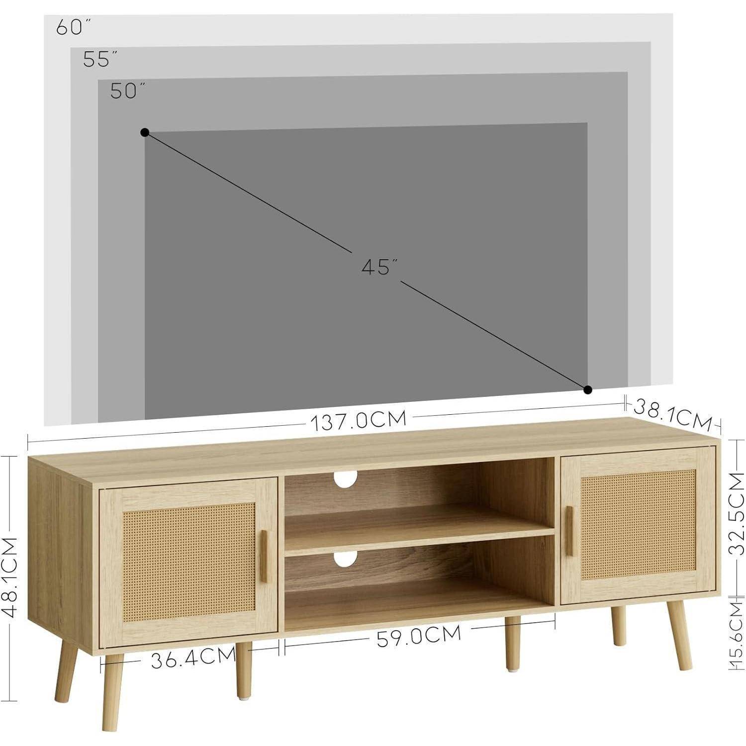TV Schrank Schwarz 137x38x48 cm Lowboard für TV bis 60 Zoll