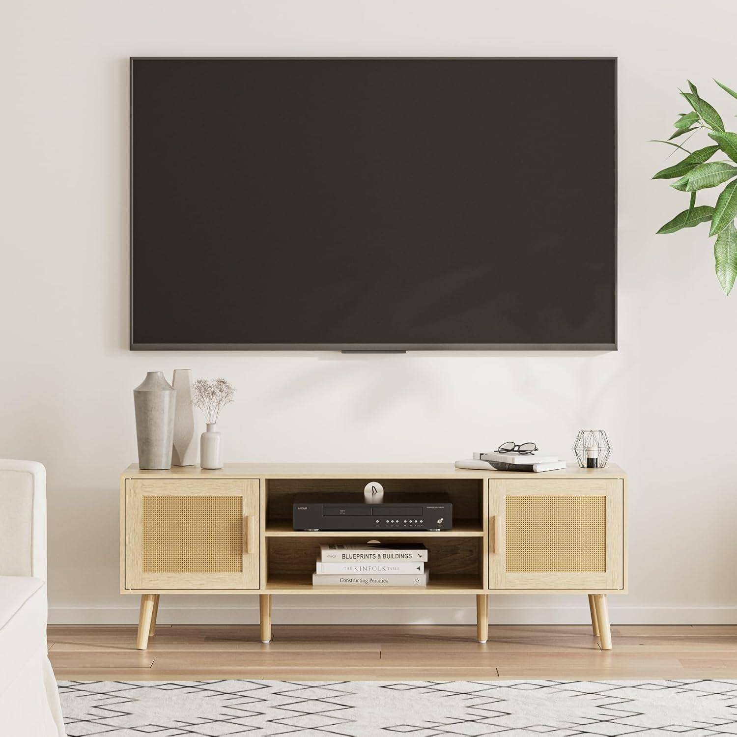 TV Schrank Schwarz 137x38x48 cm Lowboard für TV bis 60 Zoll