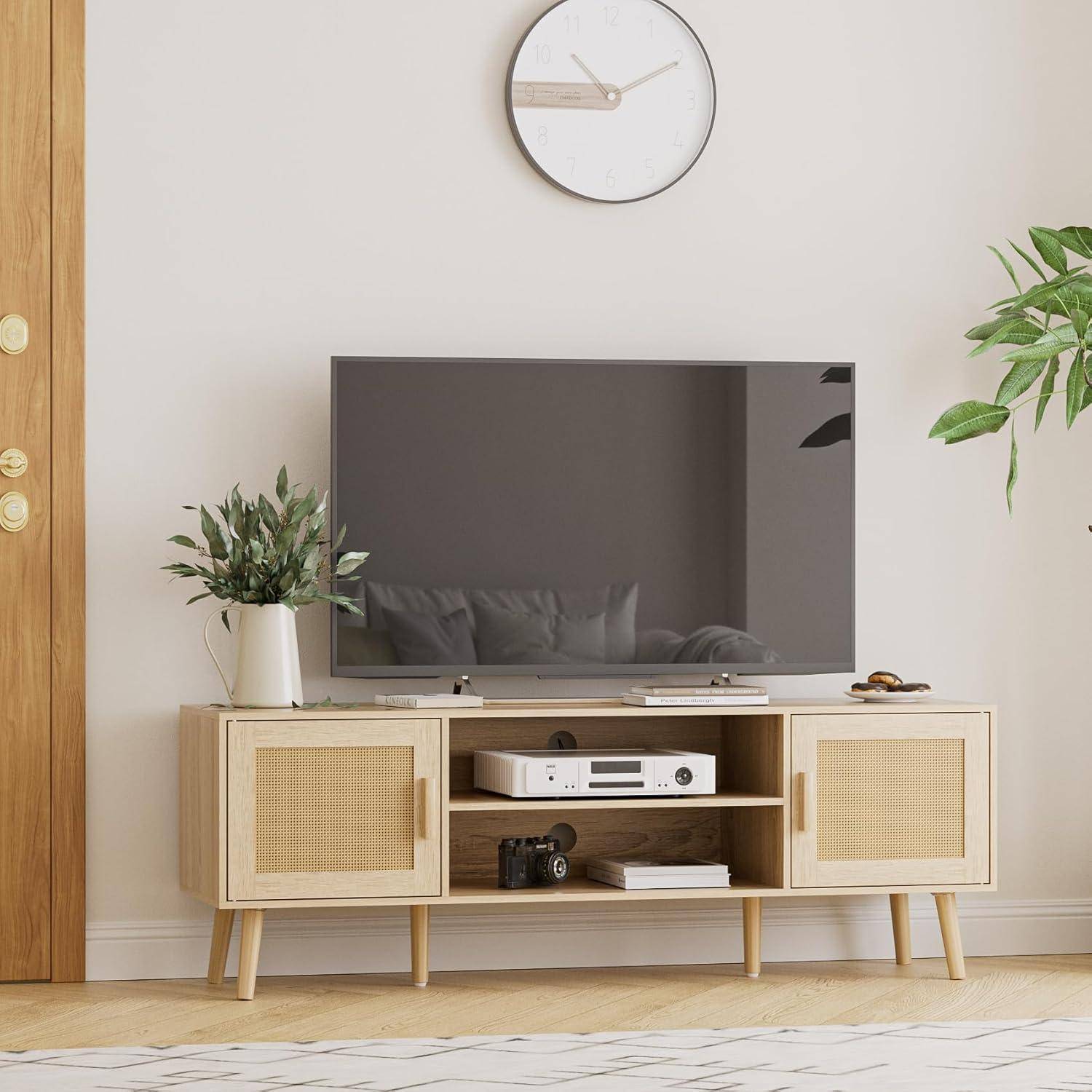 TV Schrank Schwarz 137x38x48 cm Lowboard für TV bis 60 Zoll