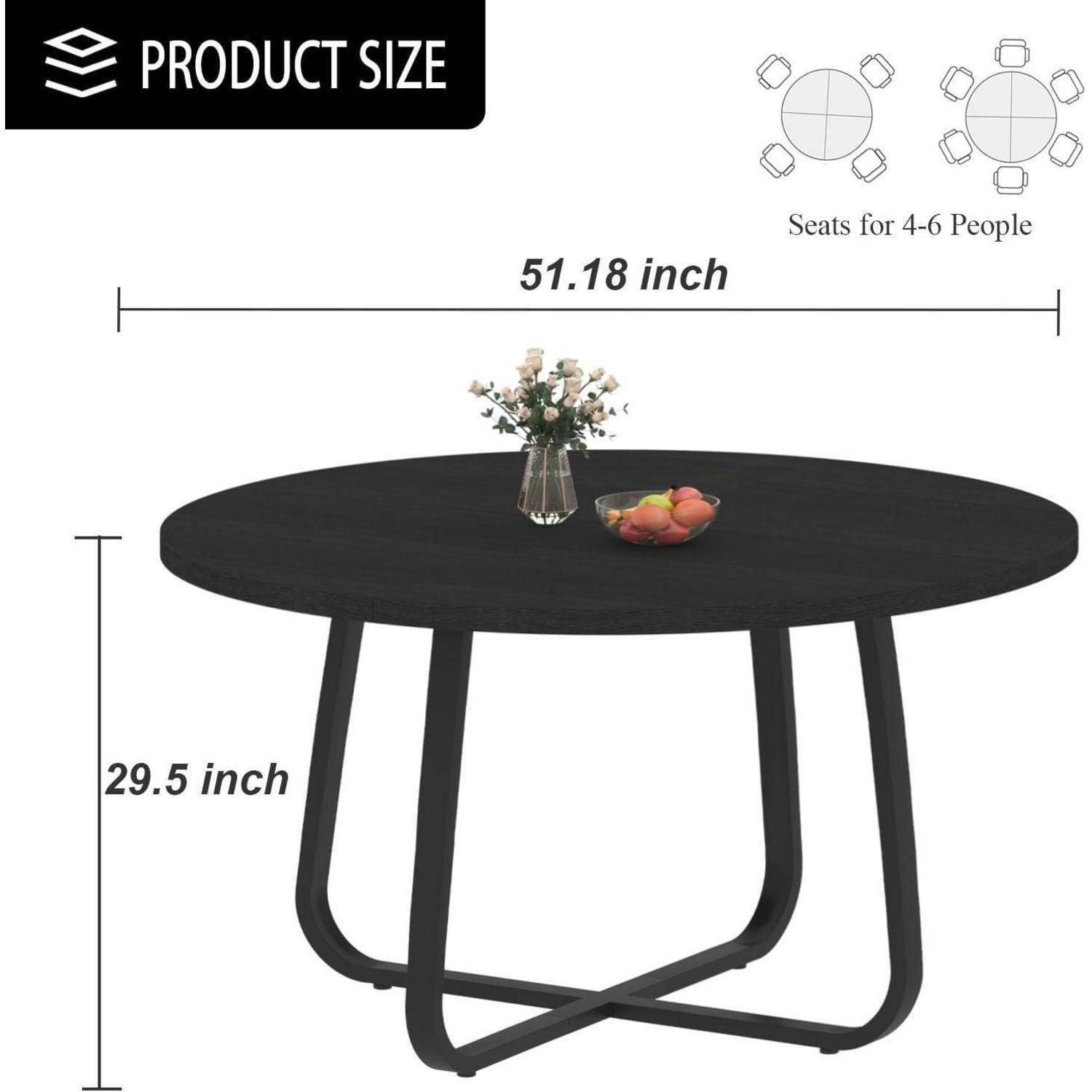 Esstisch Küchentisch Holz Metall 4 130×130×75cm Schwarz