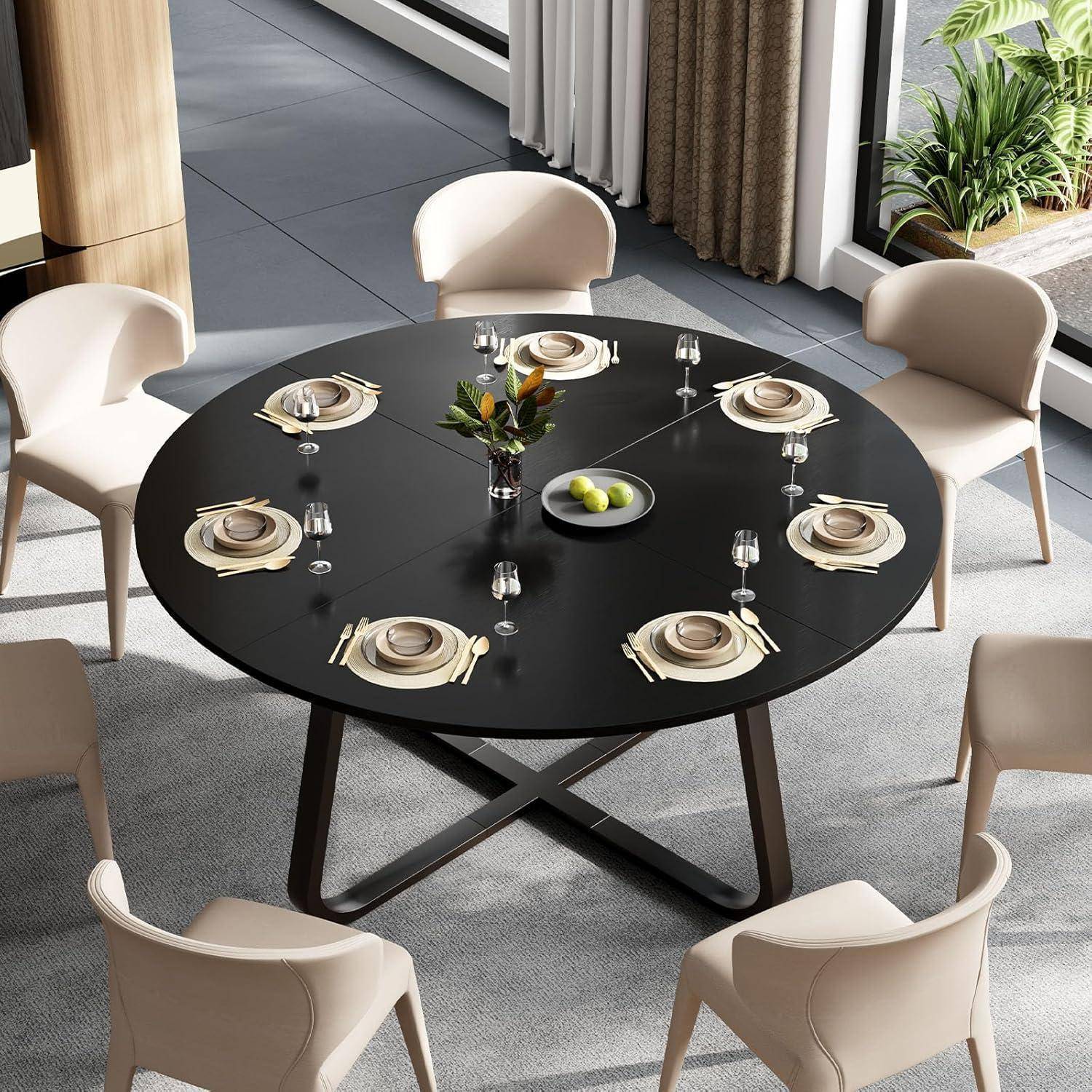 Esstisch Holz Metall Küchentisch 4 6 Personen 130×130×75cm Schwarz