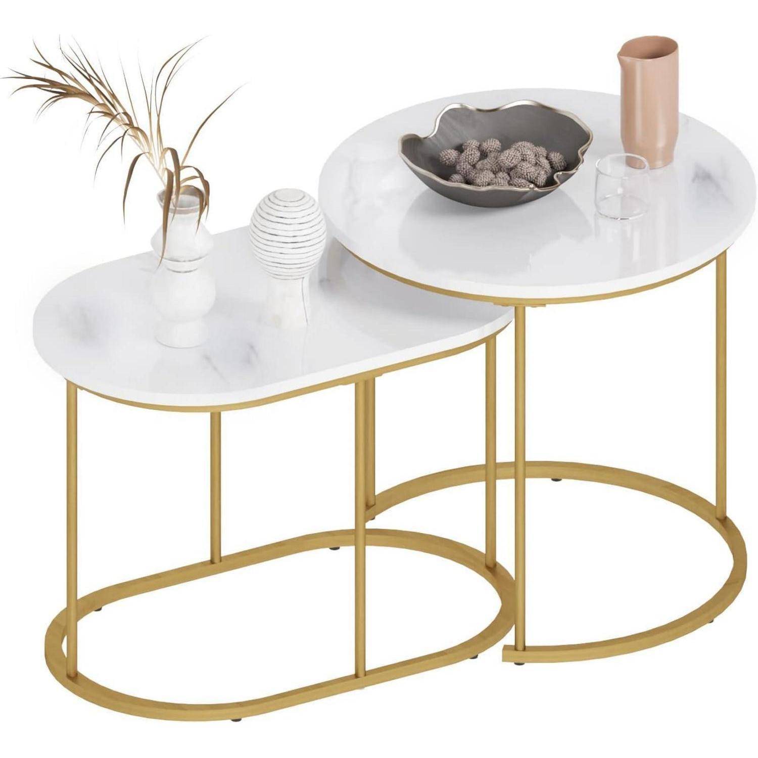 Satztische 2er Set Beistelltisch Wohnzimmer Metallgestell9499