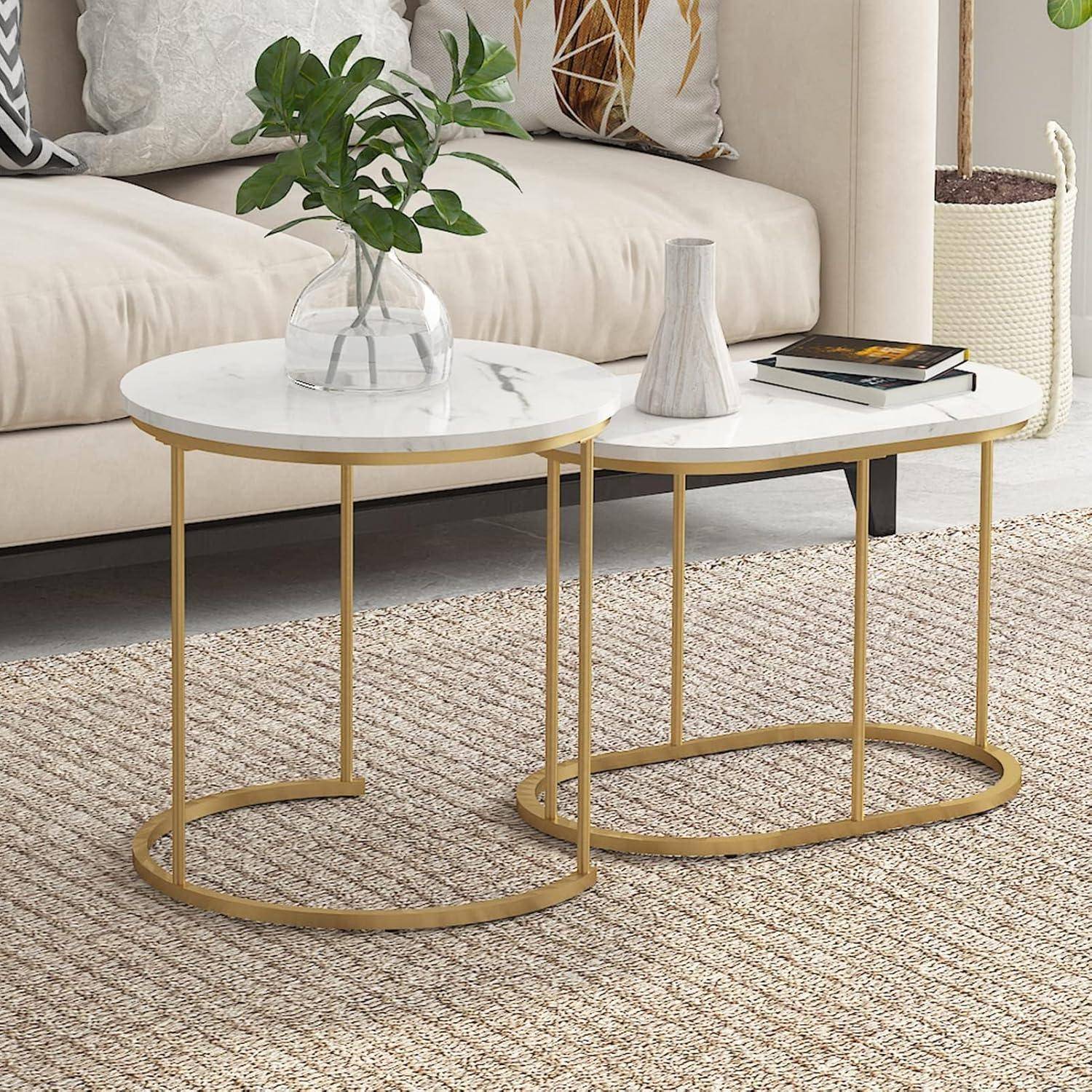 Satztische 2er Set Beistelltisch Wohnzimmer Metallgestell9499