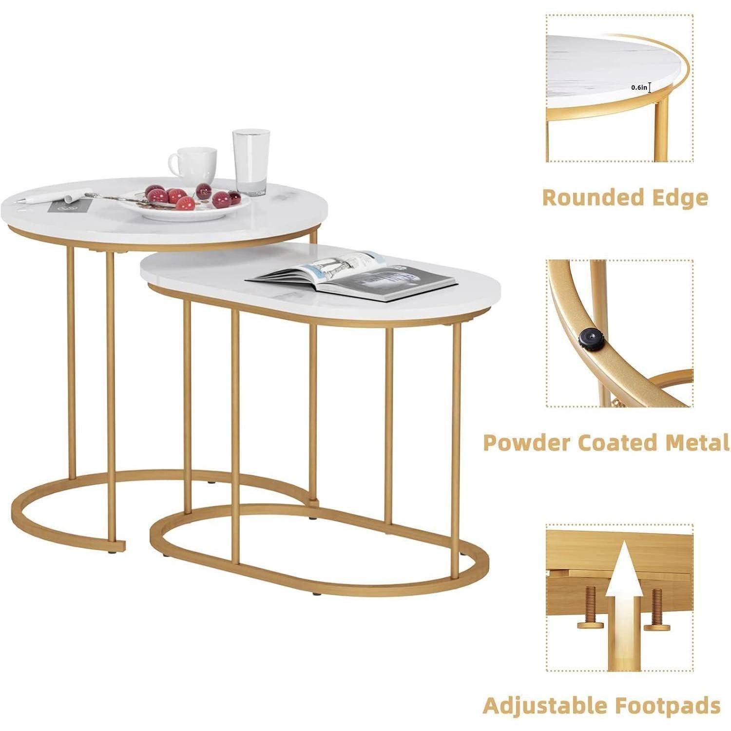 Satztische 2er Set Beistelltisch Wohnzimmer Metallgestell9499