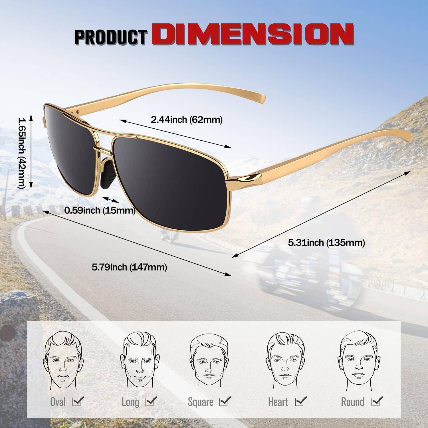 Sonnenbrille Herren Polarisiert Al-Mg Metallrahmen Federscharnier