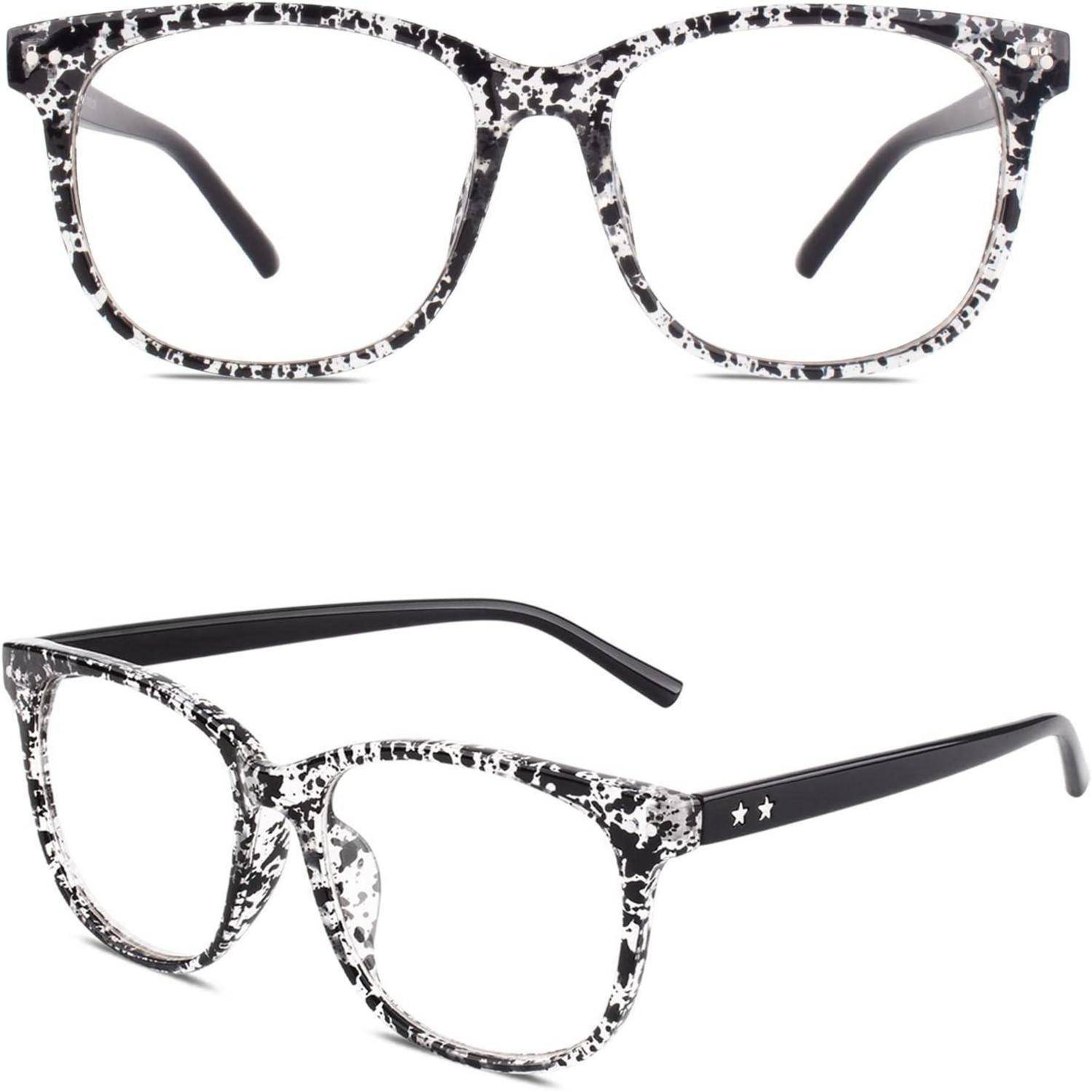 Hornbrille Ohne Stärke Nerdbrille Damen Herren Großer Rahmen UV400
