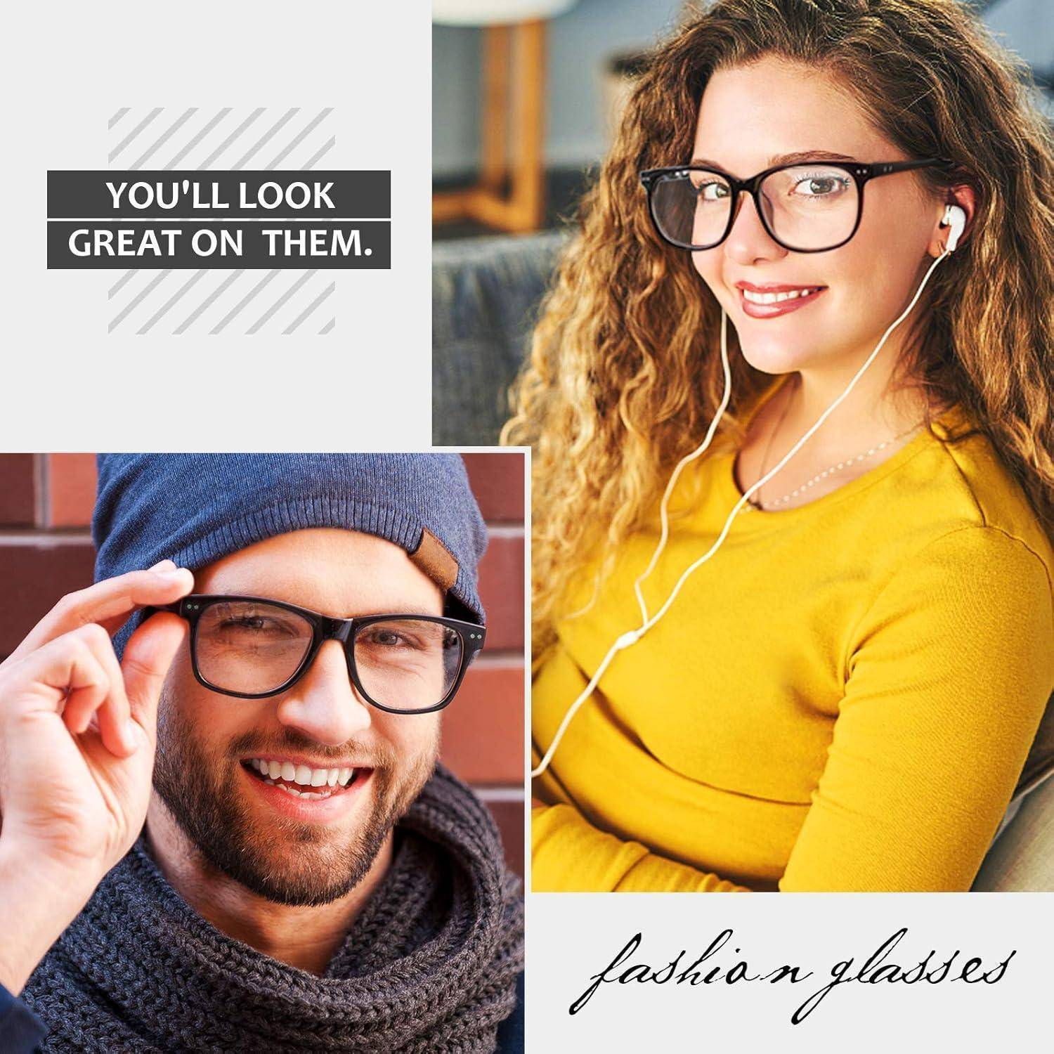 Hornbrille Ohne Stärke Nerdbrille Damen Herren Großer Rahmen UV400