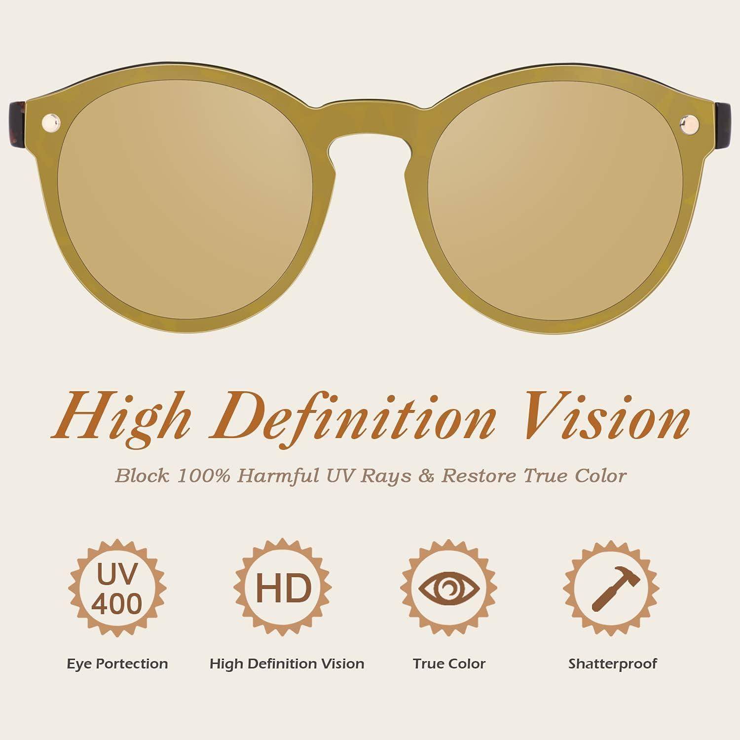 Sonnenbrille Damen Herren UV400 Verspiegelt Groß Rund