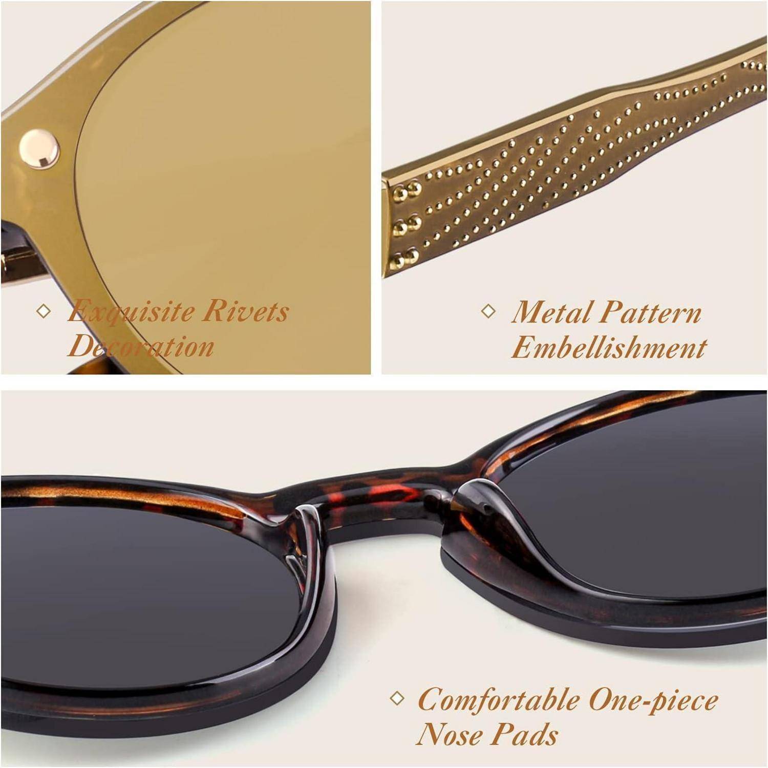 Sonnenbrille Damen Herren UV400 Verspiegelt Groß Rund
