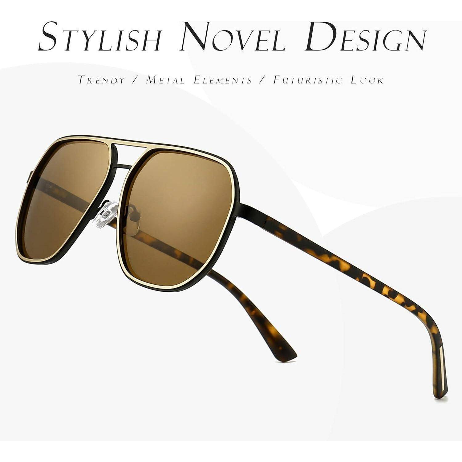 Polygon-Sonnenbrille polarisiert trendig quadratisch Retro-Pilot UV400
