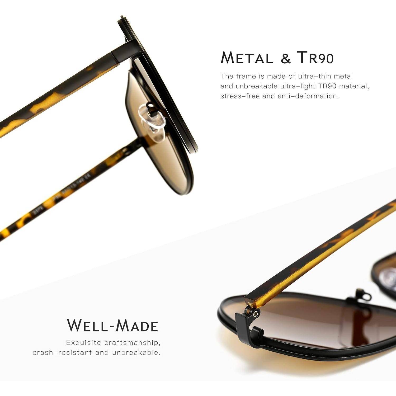 Polygon-Sonnenbrille polarisiert trendig quadratisch Retro-Pilot UV400
