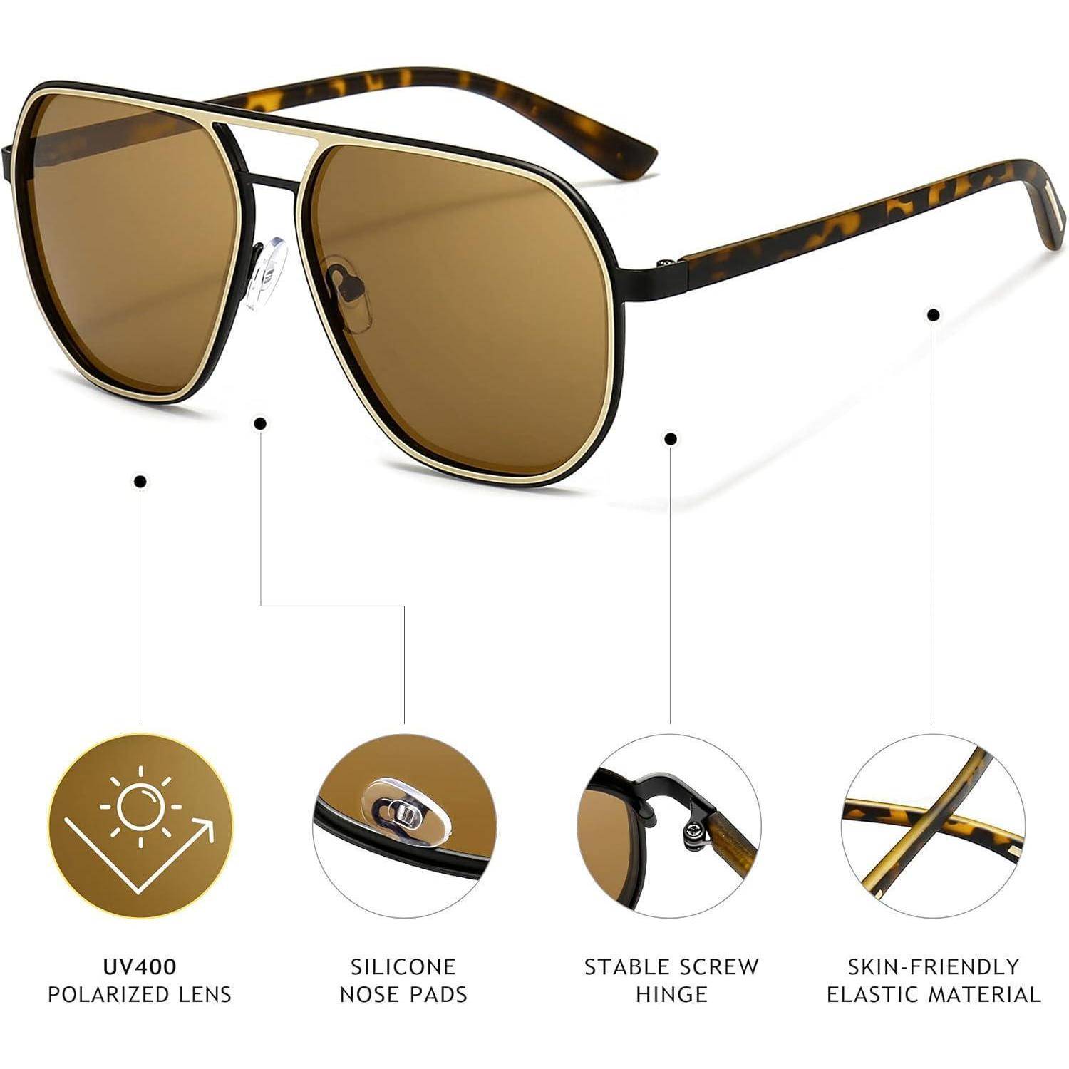 Polygon-Sonnenbrille polarisiert trendig quadratisch Retro-Pilot UV400