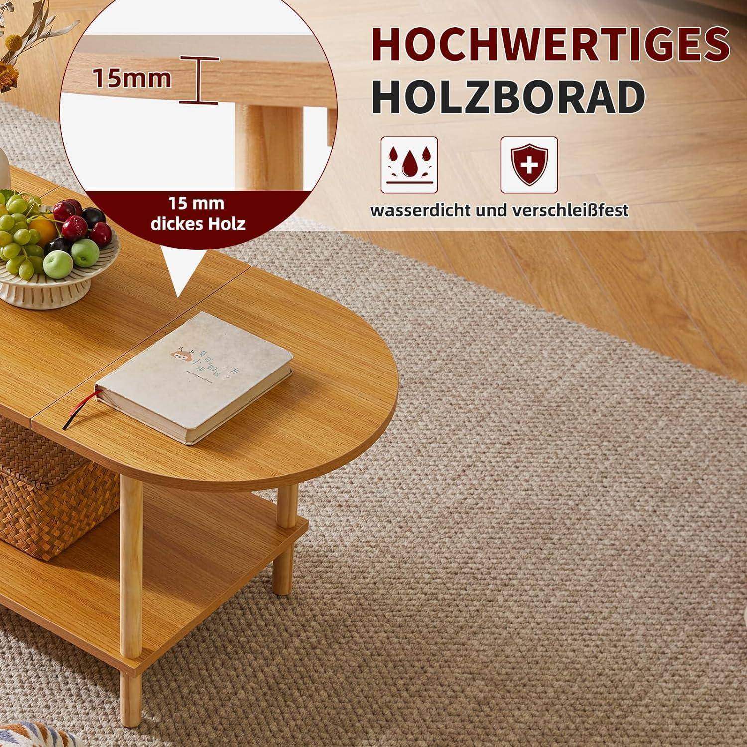 Teetisch Spleißdesign 2-stufiger Couchtisch Wohnzimmer TV-Tisch