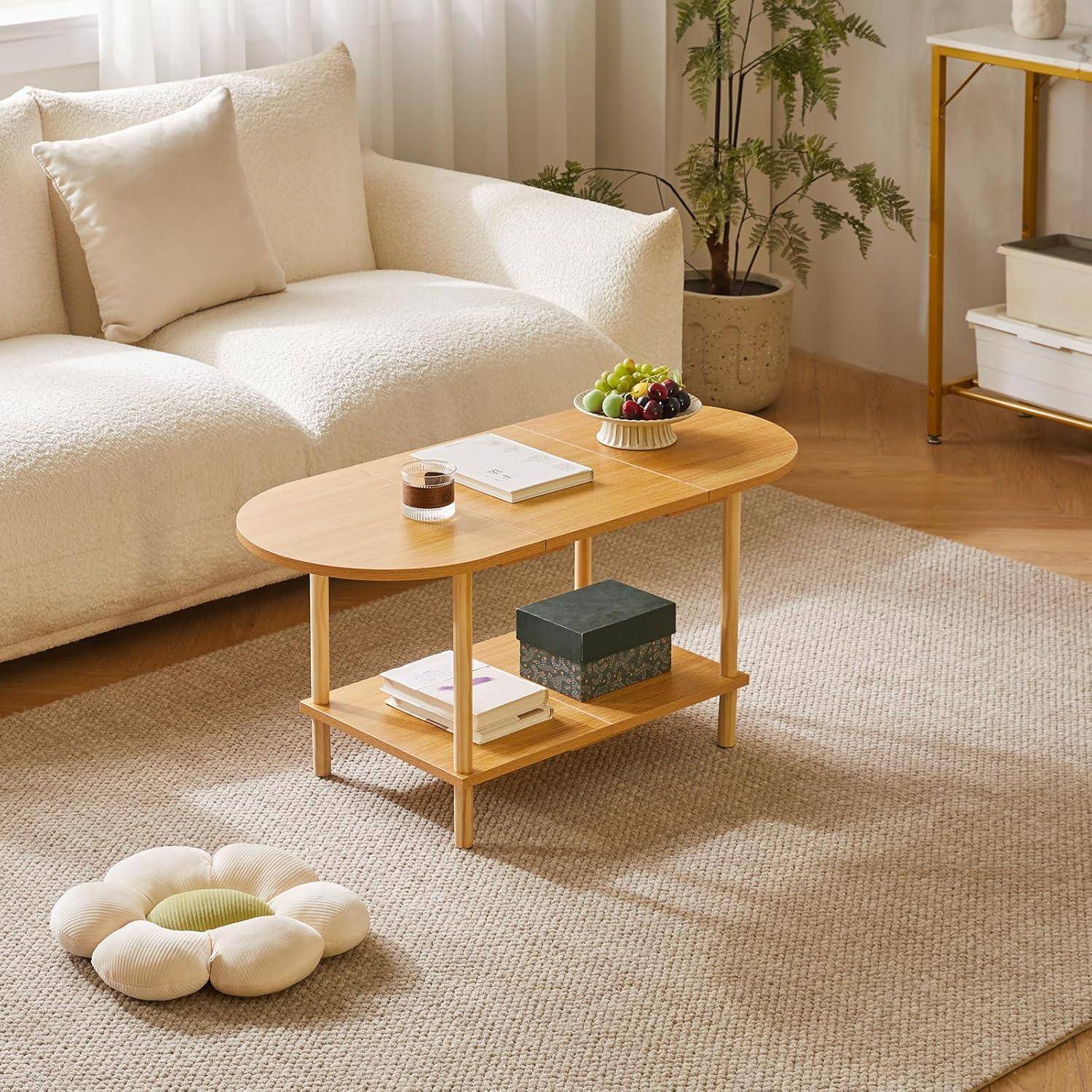 Teetisch Spleißdesign 2-stufiger Couchtisch Wohnzimmer TV-Tisch