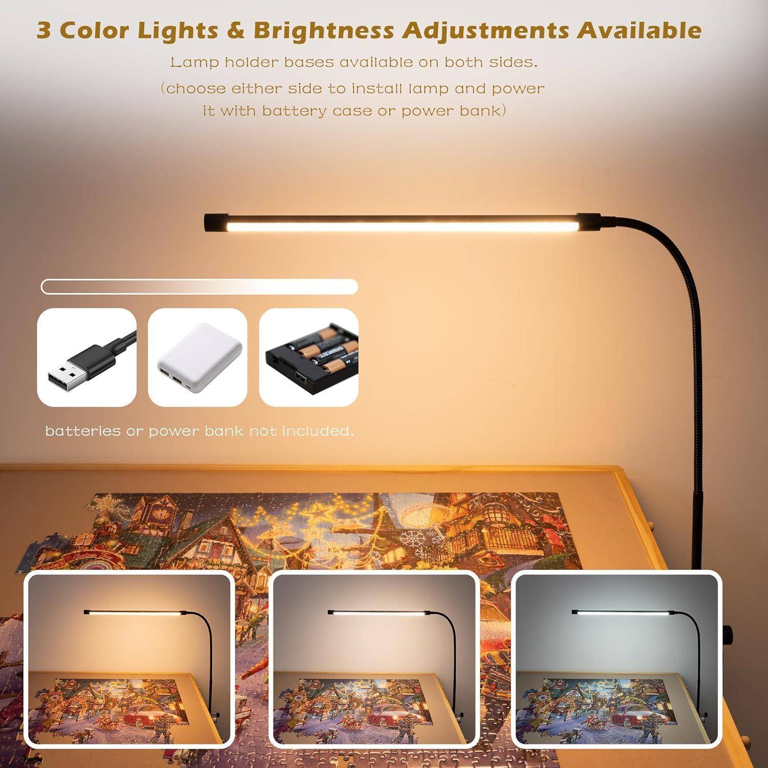 Puzzletisch mit LED-Licht und Höhenverstellung, Holzplateau, 5