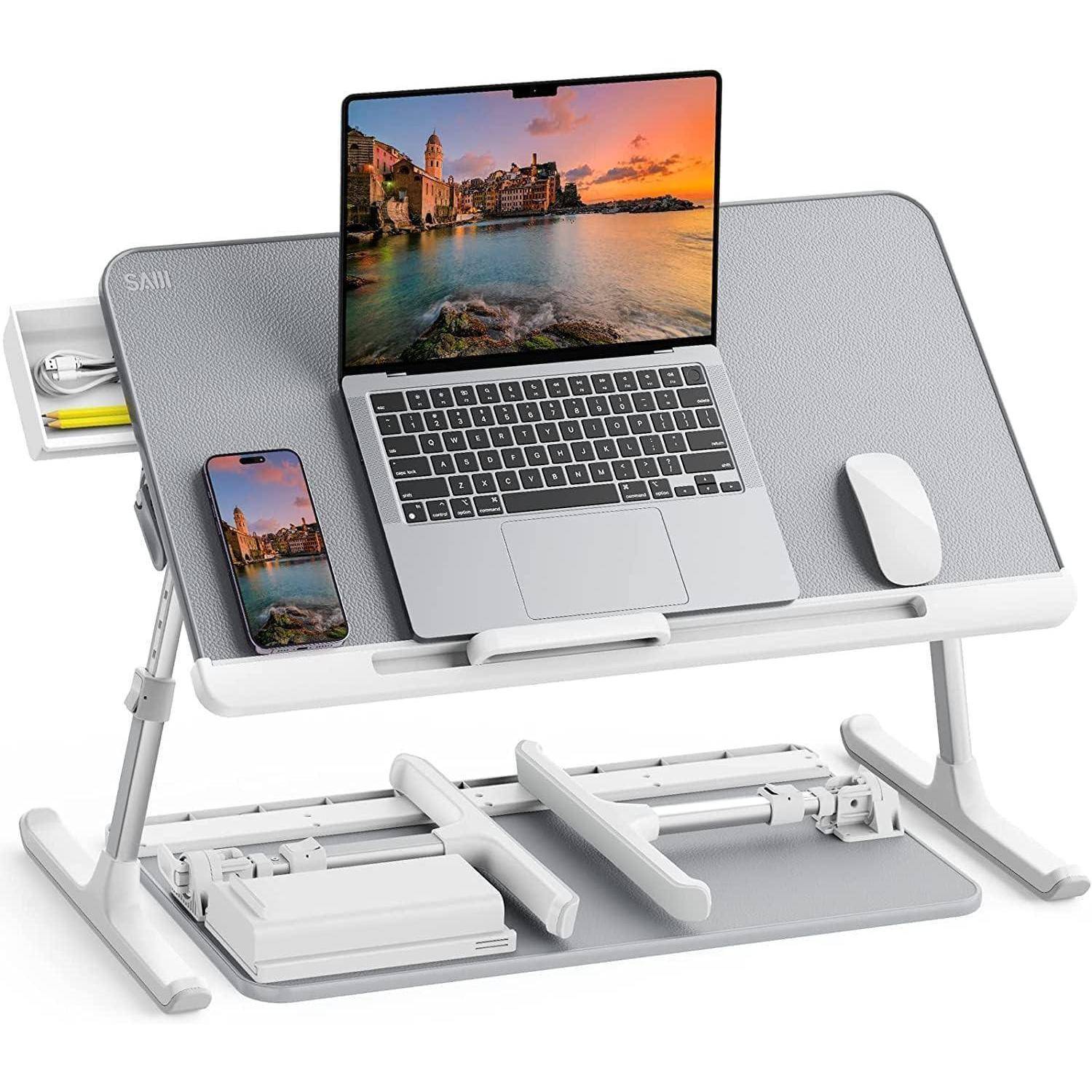Tisch Bett höhenverstellbar PVC-Leder Laptop für Lesen Essen Sofa