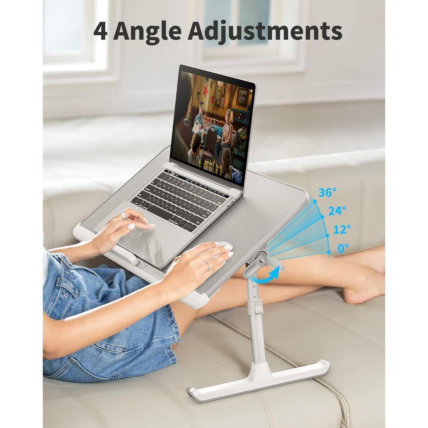 Tisch Bett höhenverstellbar PVC-Leder Laptop für Lesen Essen Sofa