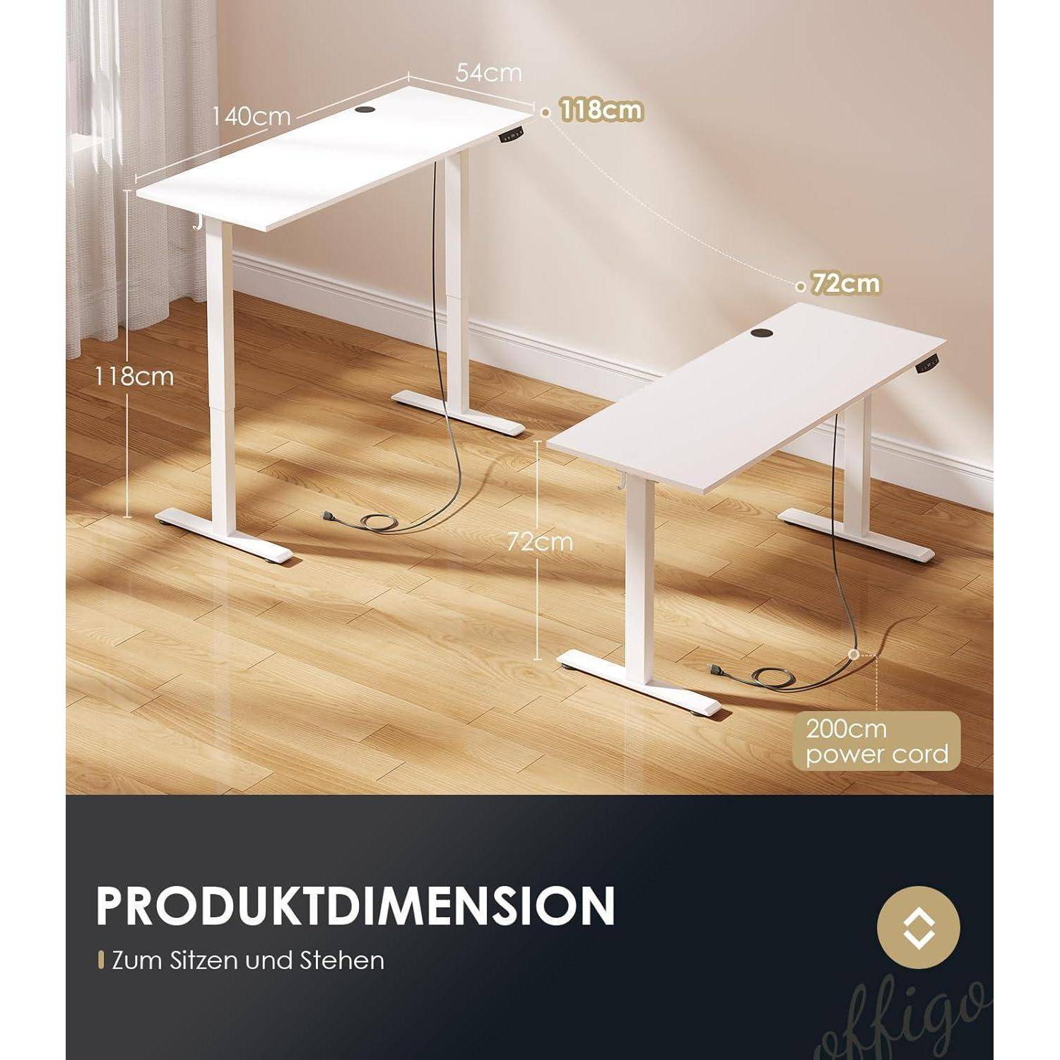 Höhenverstellbarer Schreibtisch 140 cm Elektrischer Tisch