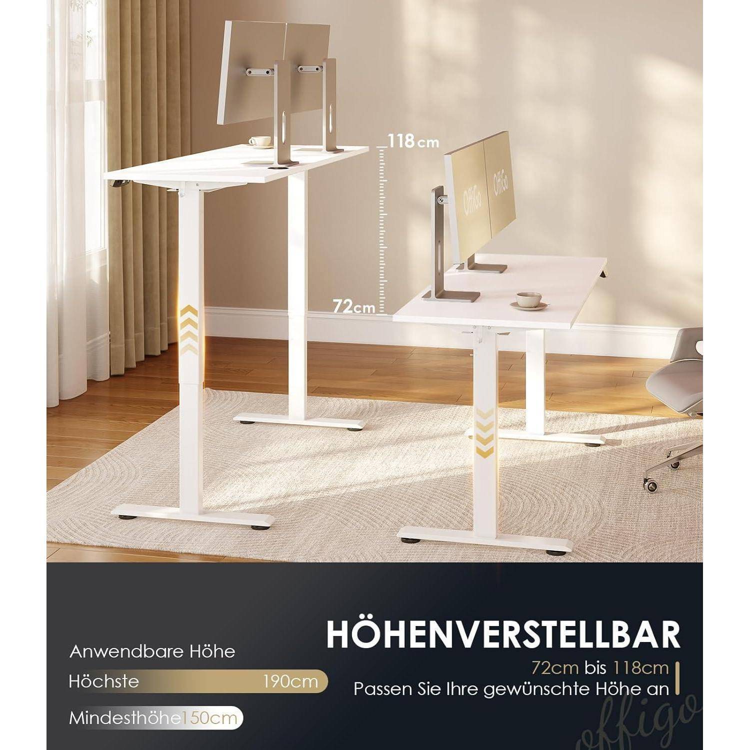 Höhenverstellbarer Schreibtisch 140 cm Elektrischer Tisch