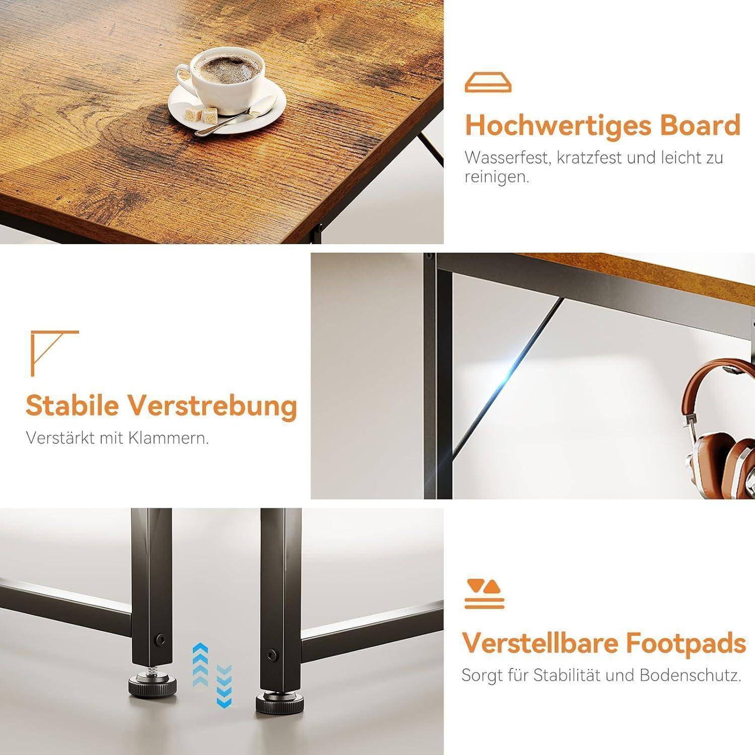 Schreibtisch mit 3 Stoffschubladen und Aufbewahrungstasche 120x48cm