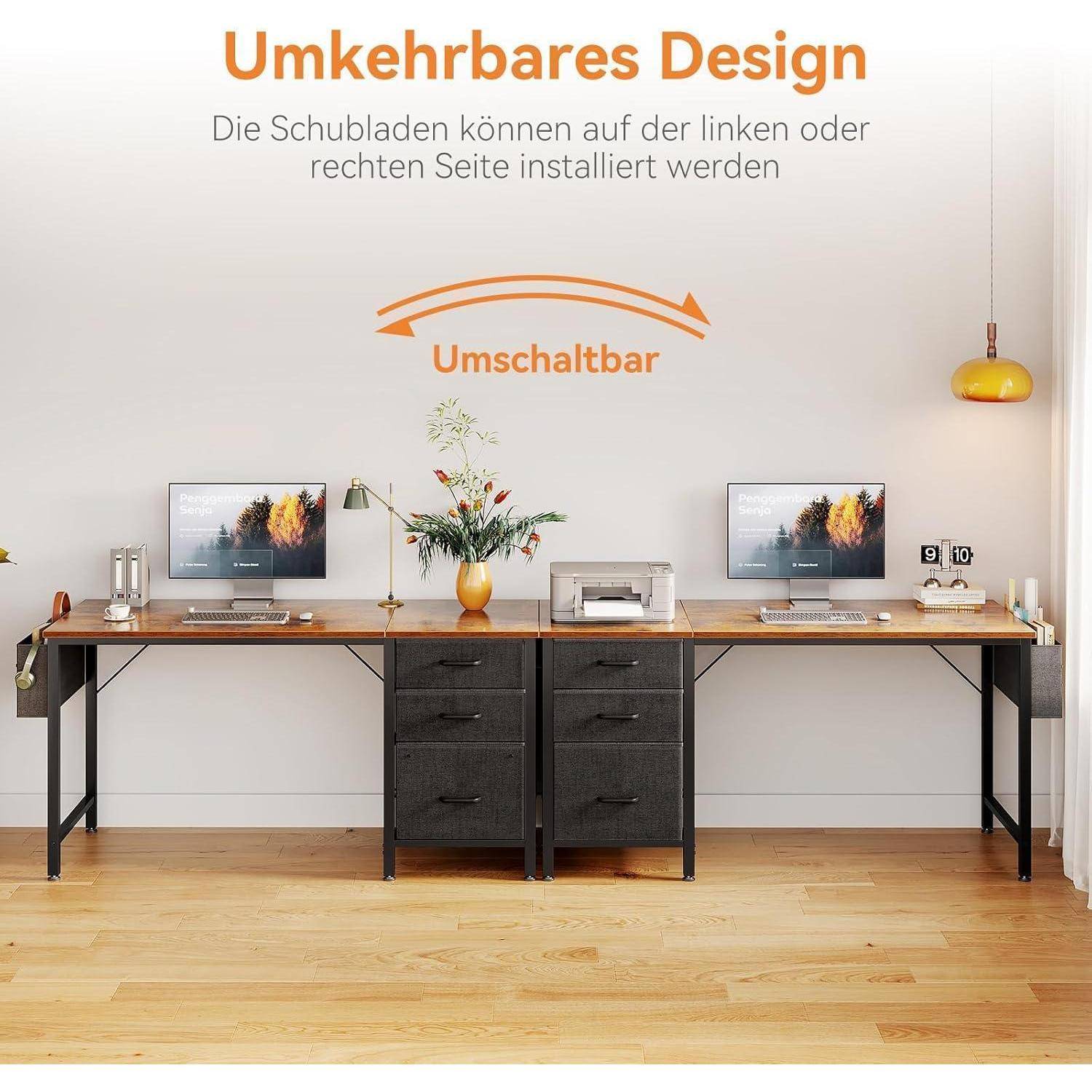 Schreibtisch mit 3 Stoffschubladen und Aufbewahrungstasche 120x48cm