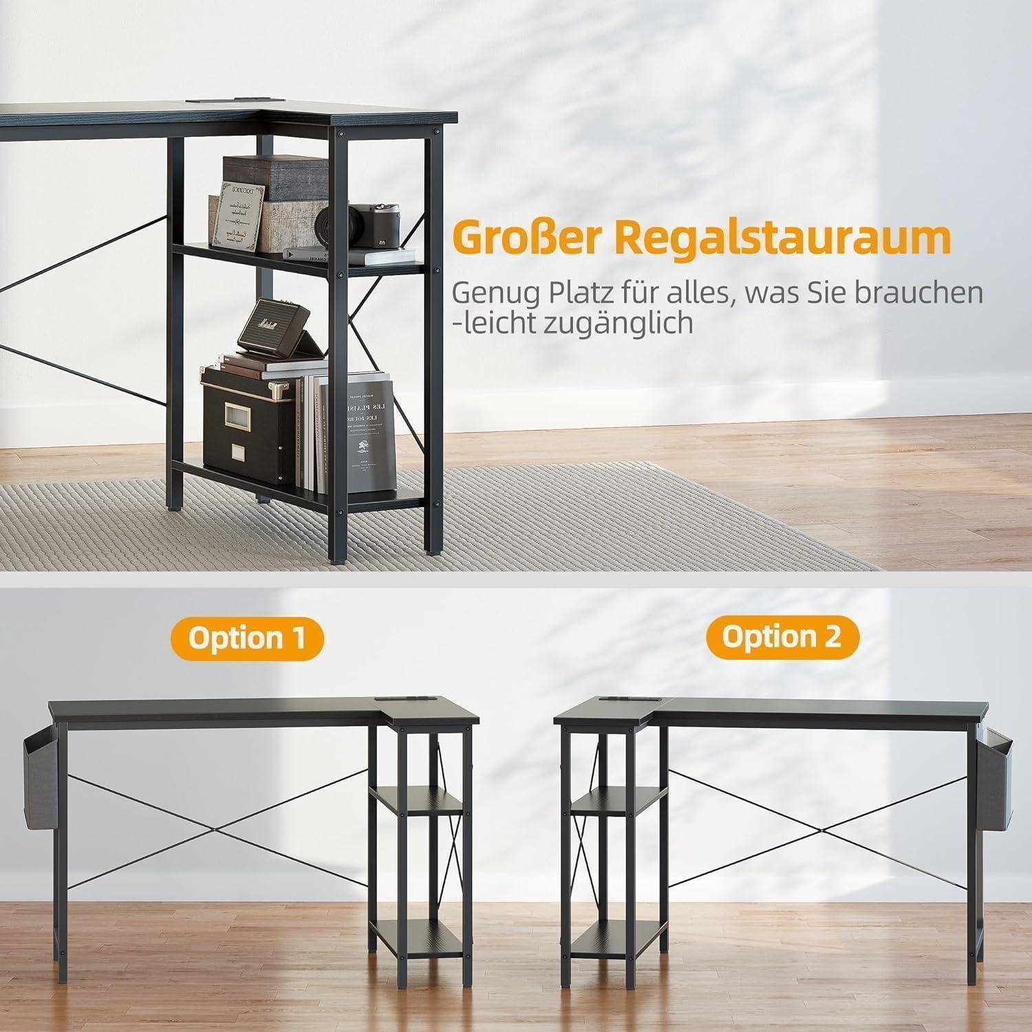 Eckschreibtisch mit Steckdosenleiste 120x70 cm L-förmig Ecktisch