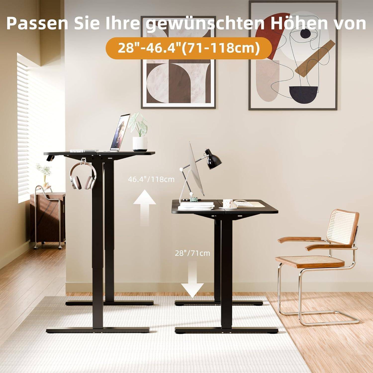 Elektrischer Höhenverstellbarer Schreibtisch 110x60cm Schwarze
