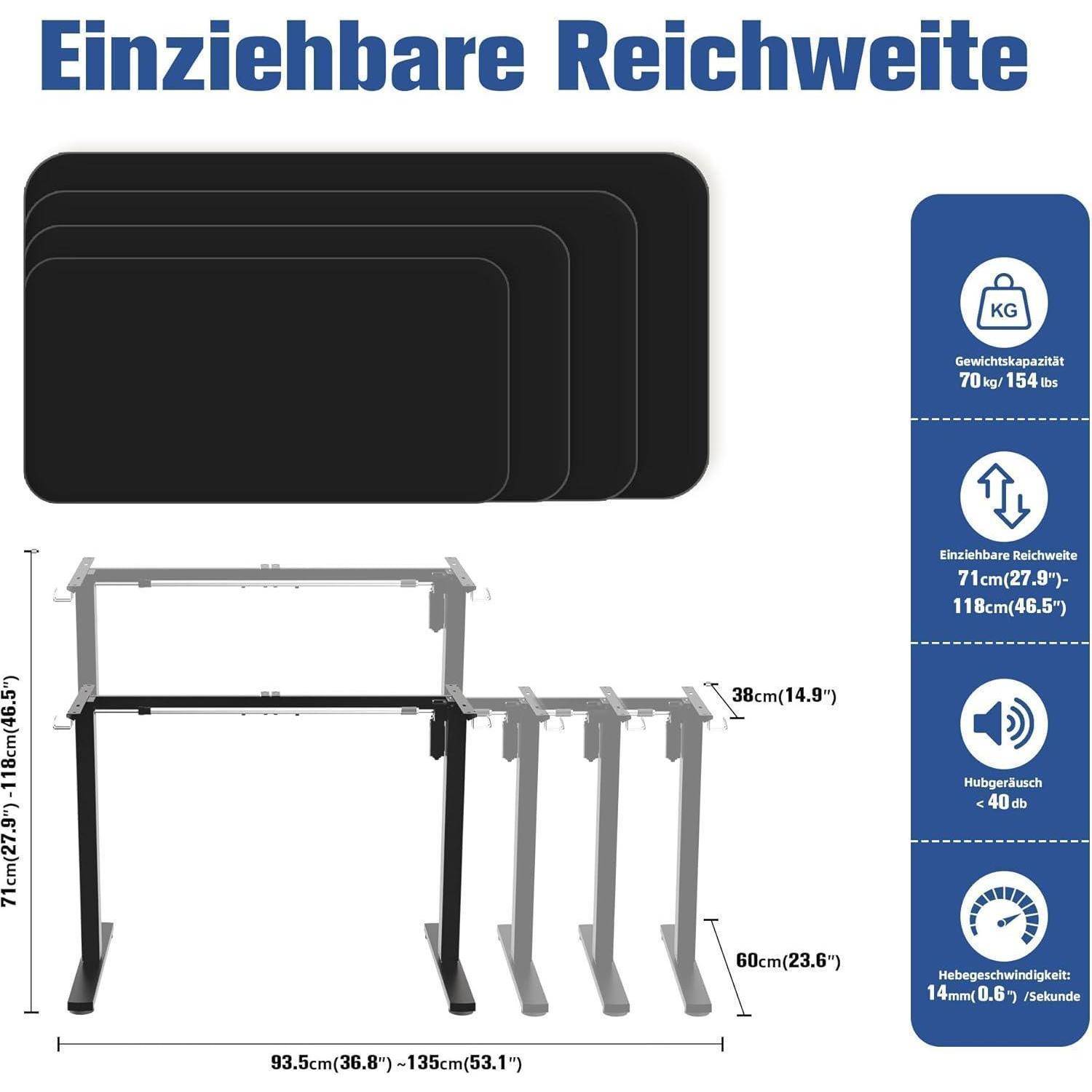 Elektrisch höhenverstellbares Schreibtischgestell mit Memory-Funktion